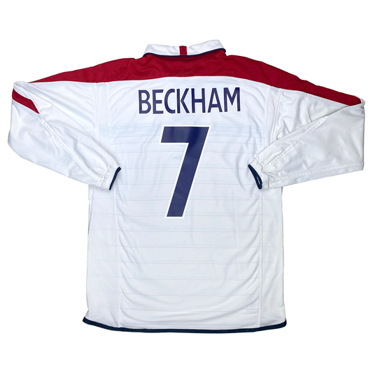 England Long Sleeve Home Shirt (2004) - Beckham 7 | Medium