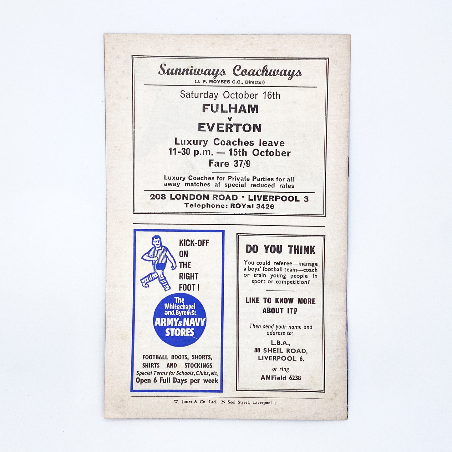 Everton vs Tottenham Hotspur Programme (9 October, 1965)