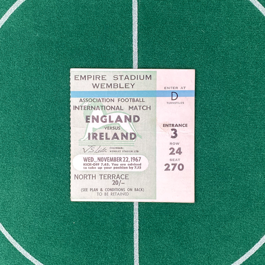 England vs Northern Ireland Ticket (22 November, 1967)