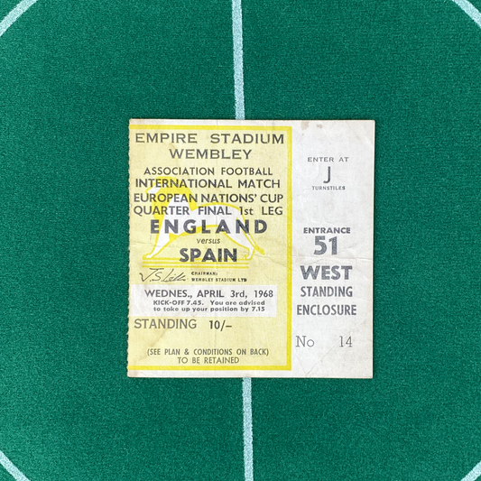 England vs Spain Ticket (3 April, 1968)