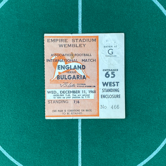 England vs Bulgaria Ticket (11 December, 1968)