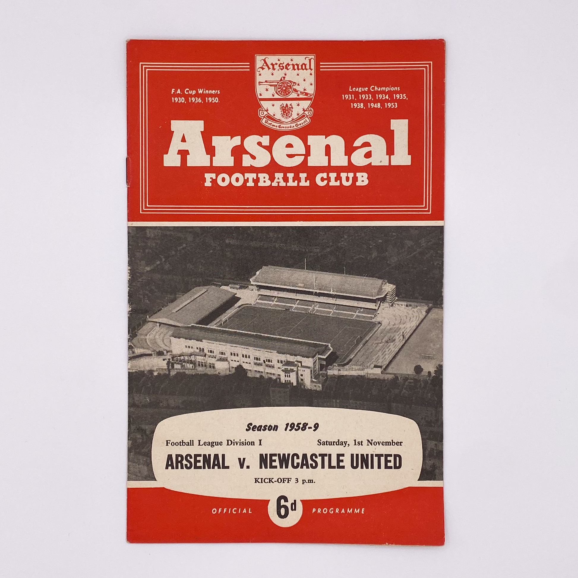 Arsenal vs Newcastle United Programme (1 November, 1958)
