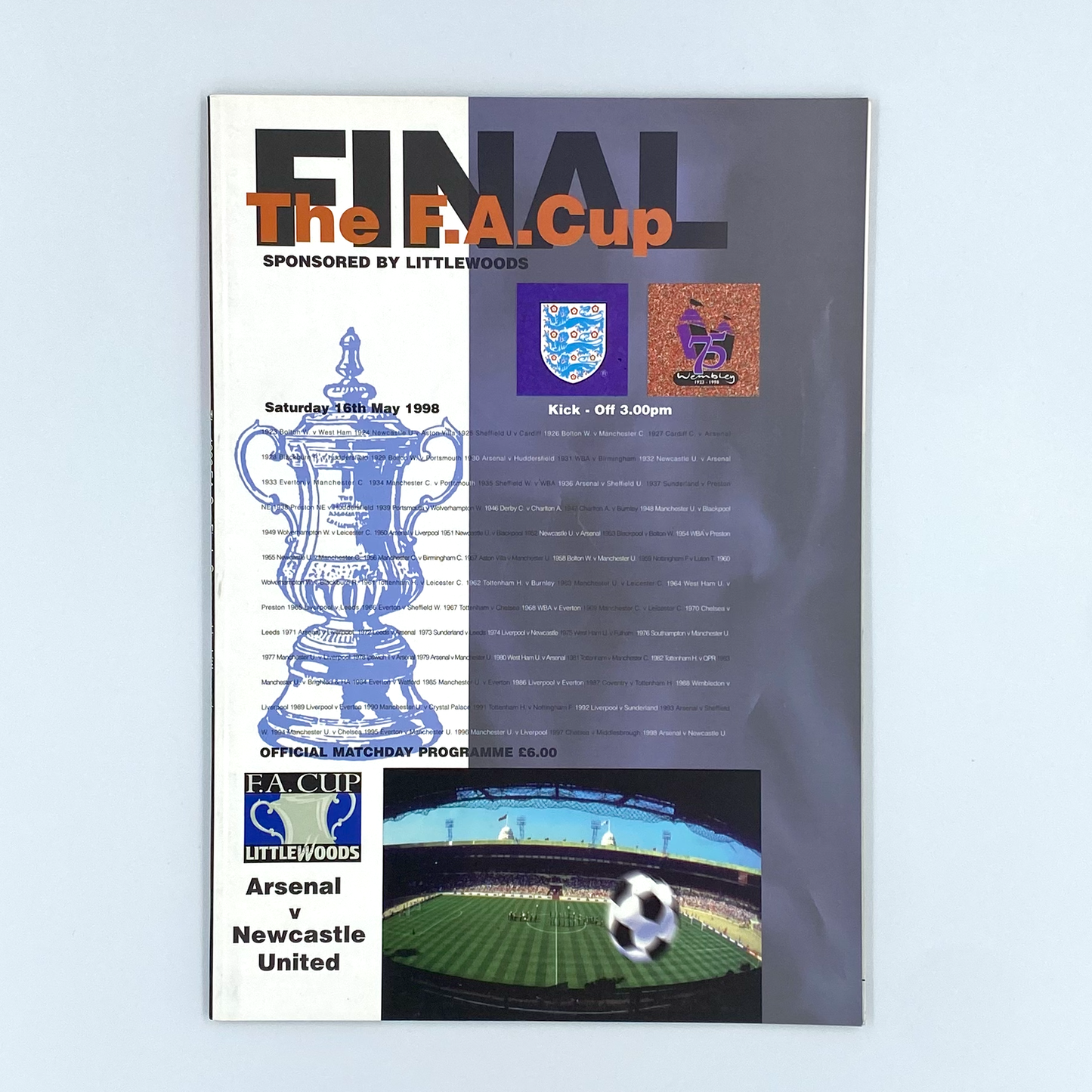 1998 FA Cup Final Programme & Ticket