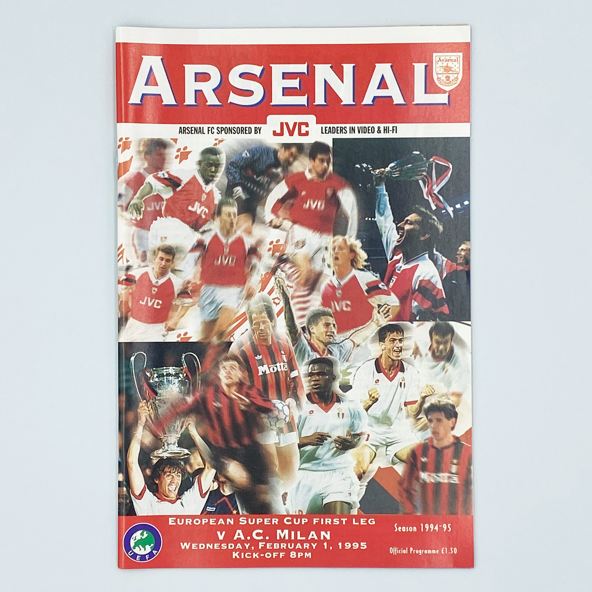 Arsenal vs AC Milan European Super Cup 1st Leg Programme (1 February, 1995)
