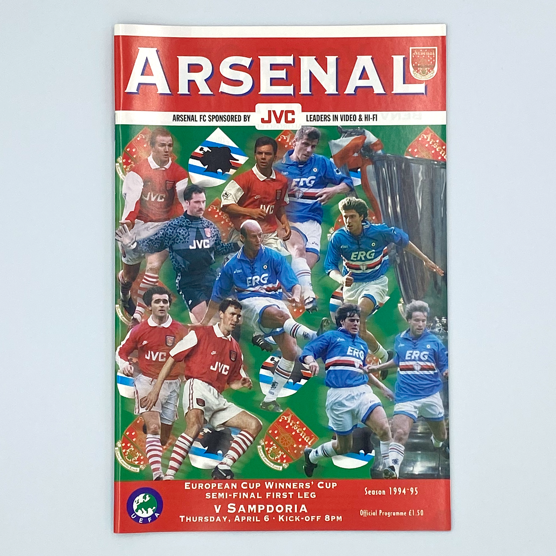 Arsenal vs Sampdoria UEFA Cup Winners' Cup Semi-Final 1st Leg Programme (6 April, 1995)