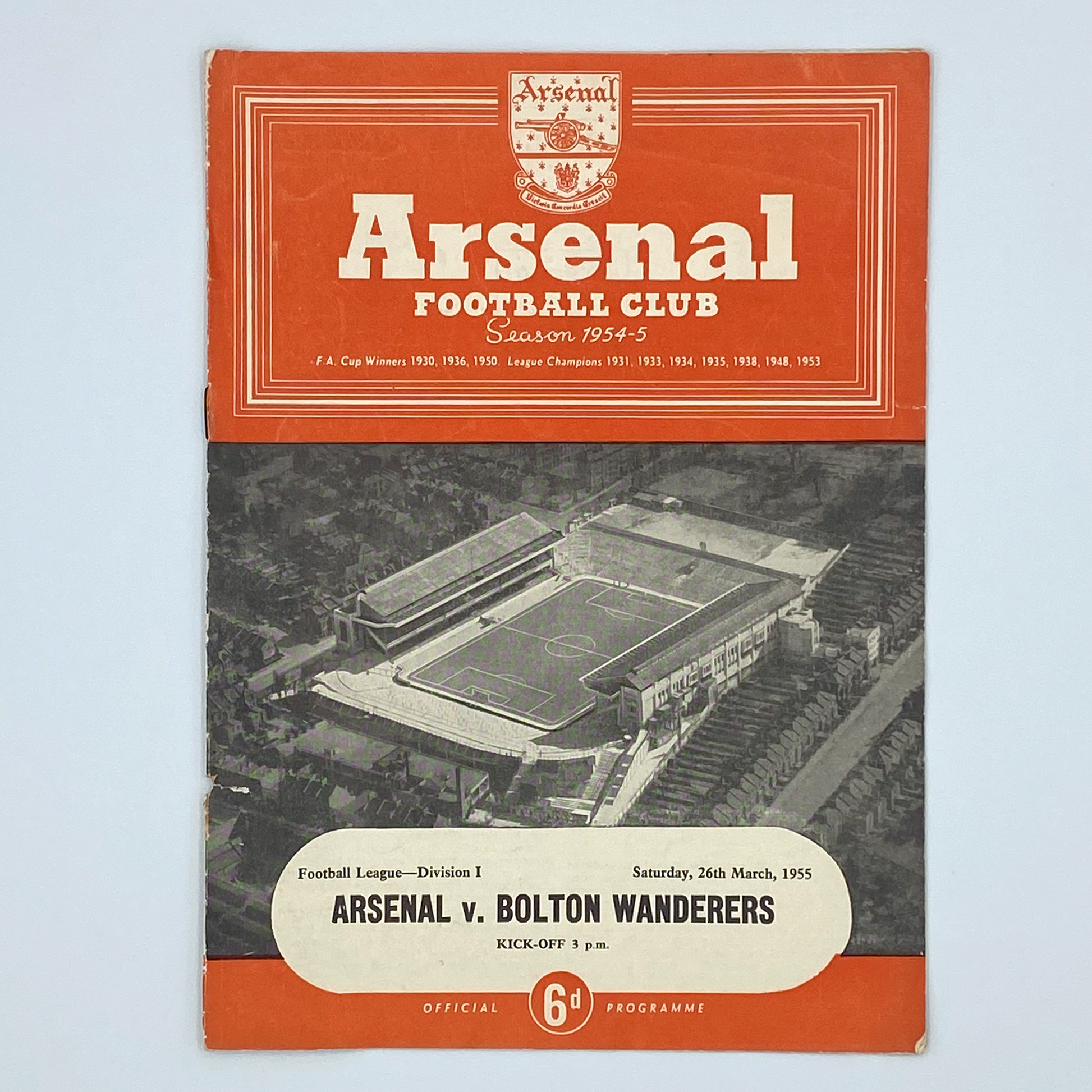 Arsenal vs Bolton Wanderers Programme (26 March, 1955)