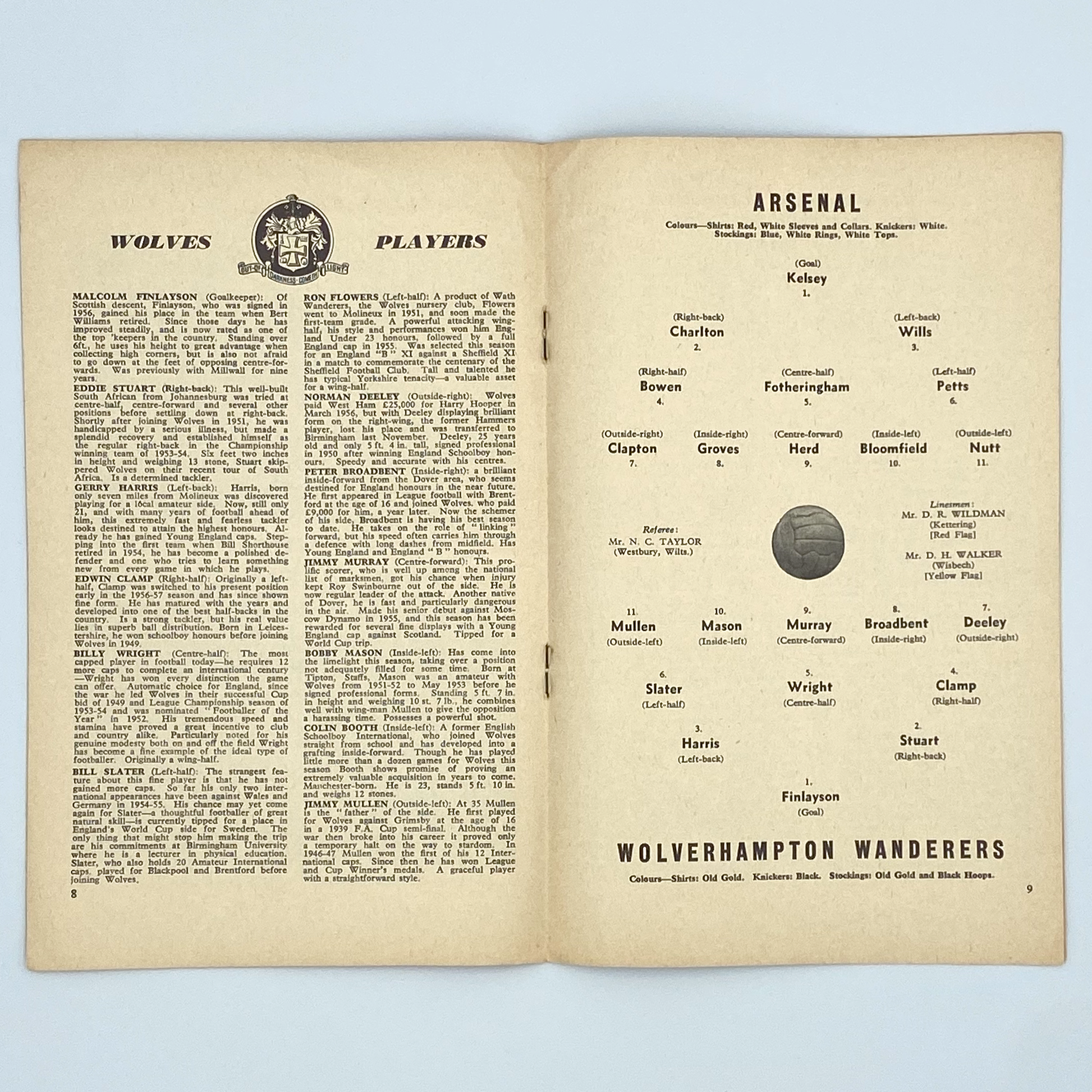 Arsenal vs Wolverhampton Wanderers Programme (7 April, 1958)