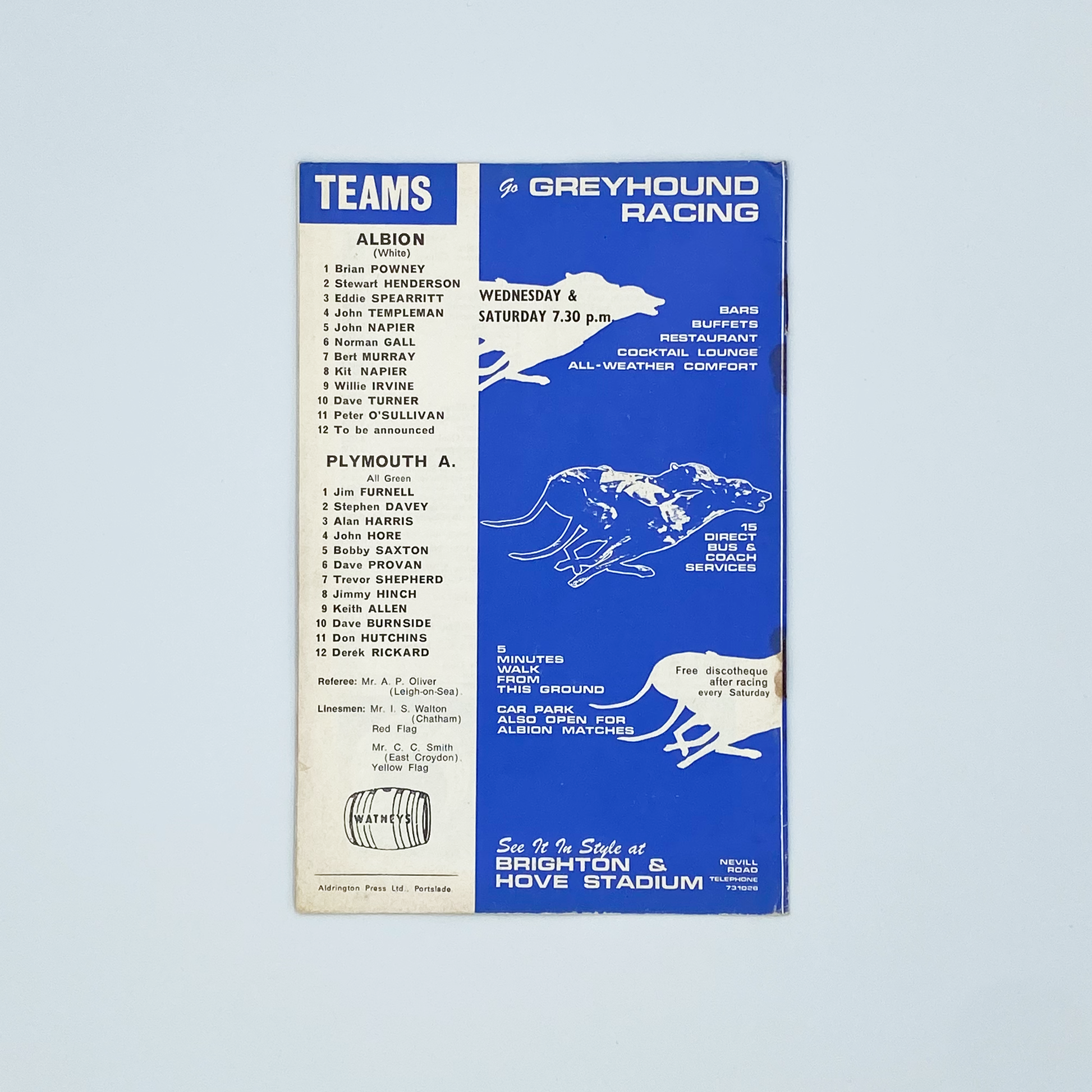 Brighton & Hove Albion vs Plymouth Argyle Programme (28 April, 1971)