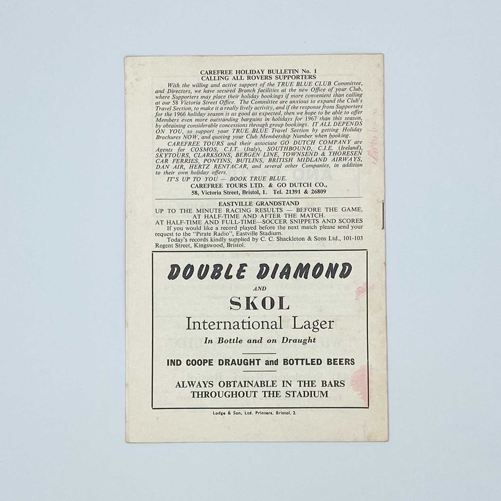 Bristol Rovers vs AFC Bournemouth Programme (27 December, 1965)