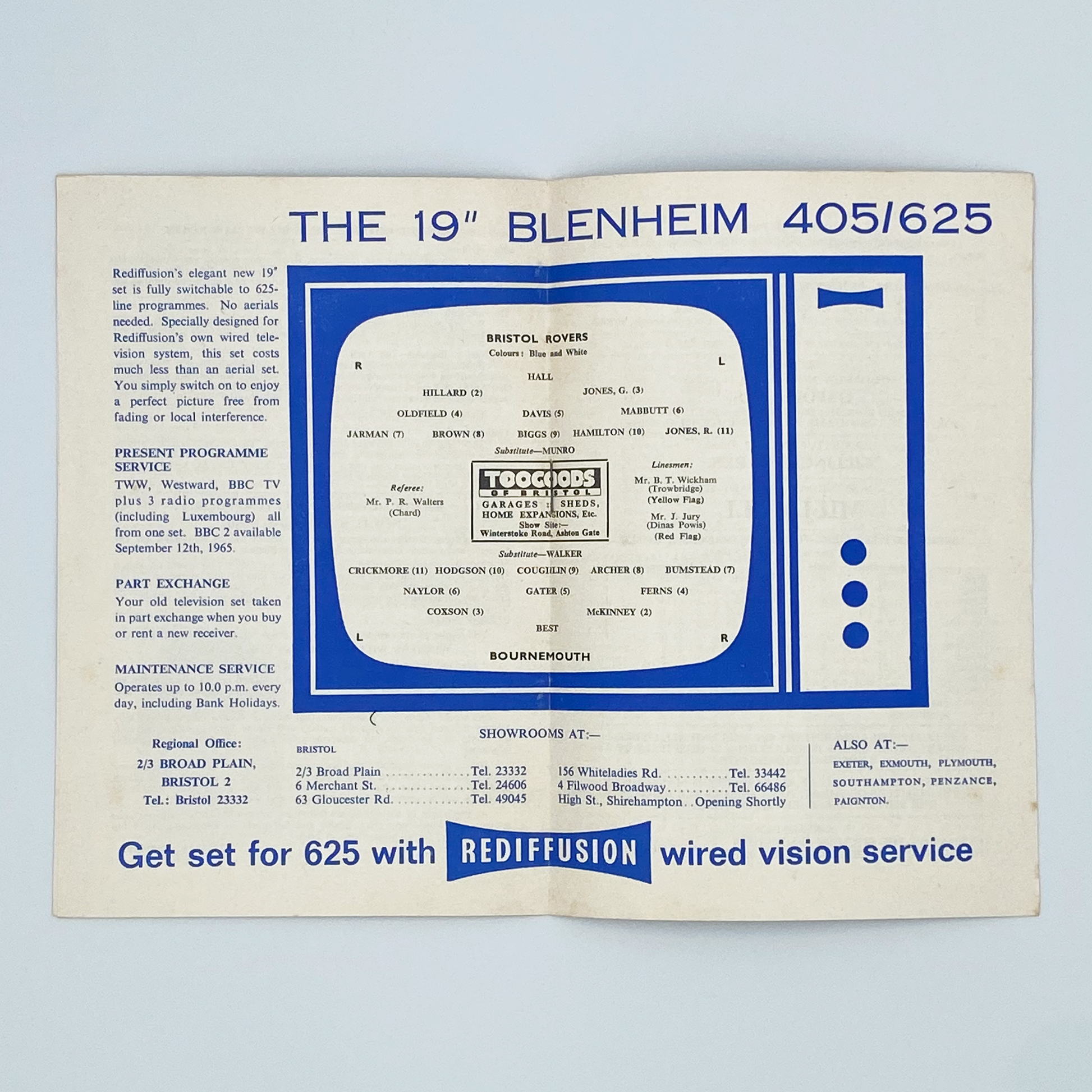 Bristol Rovers vs AFC Bournemouth Programme (27 December, 1965)