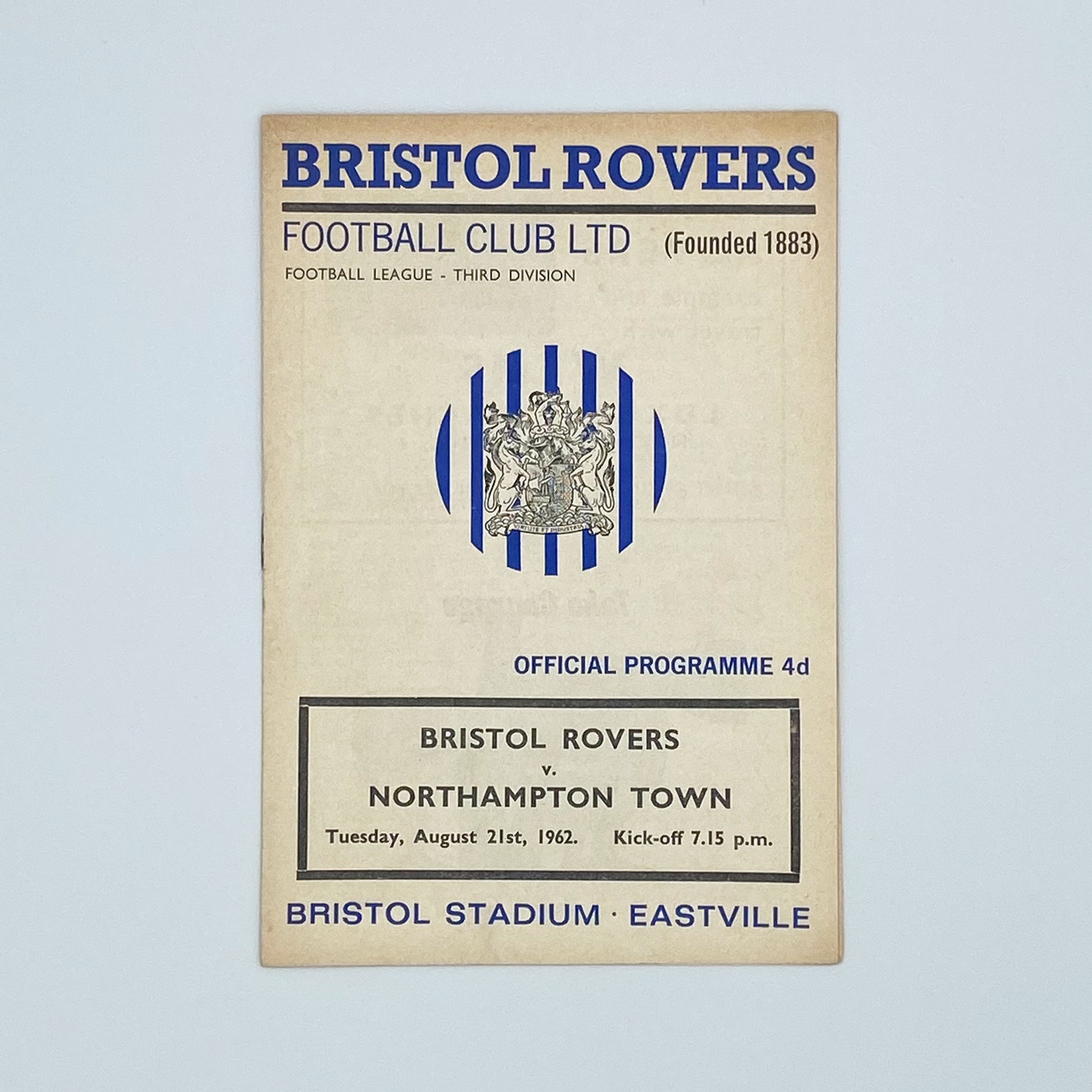 Bristol Rovers vs Northampton Town Programme (21 August, 1962)