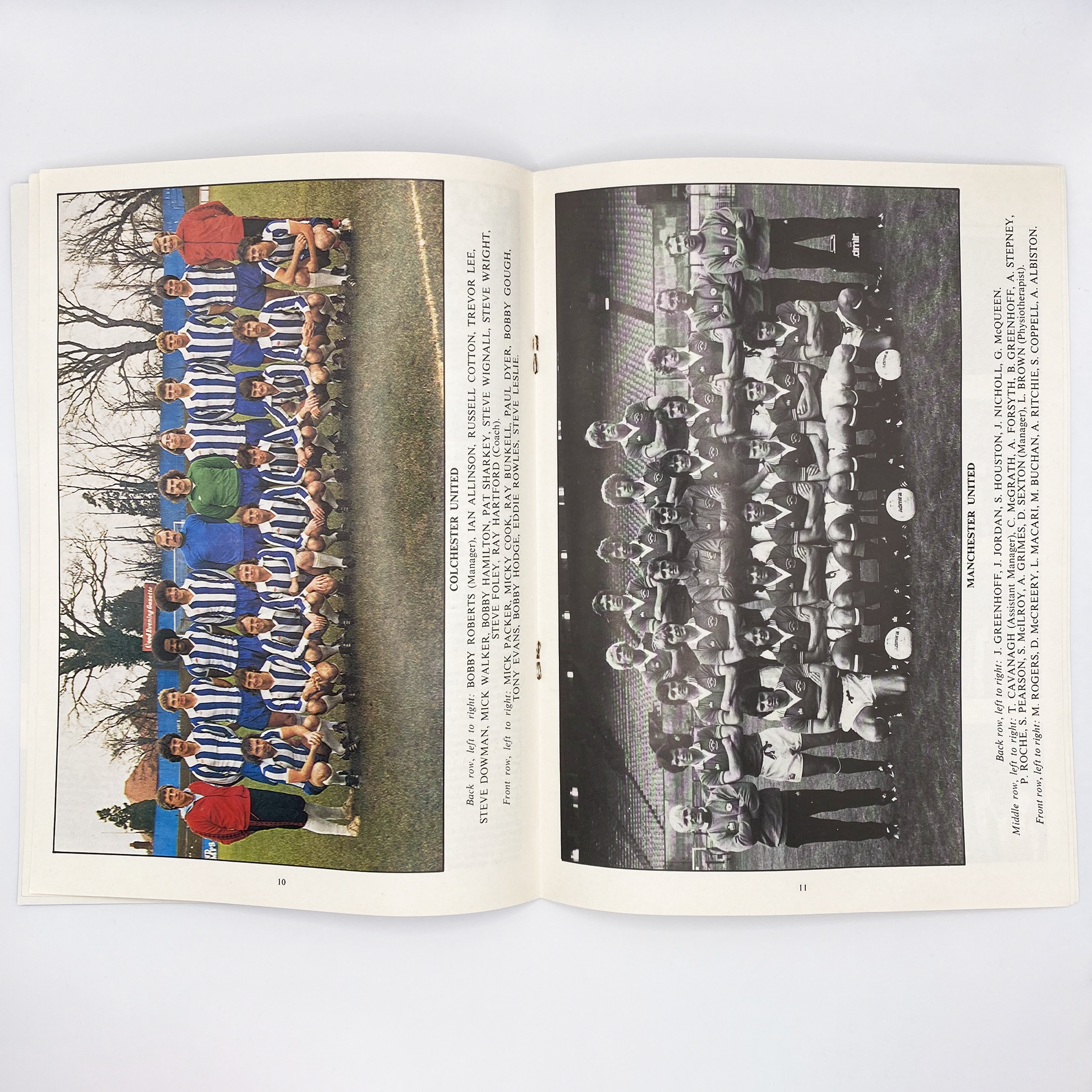 Colchester United vs Manchester United Programme (20 February, 1979)