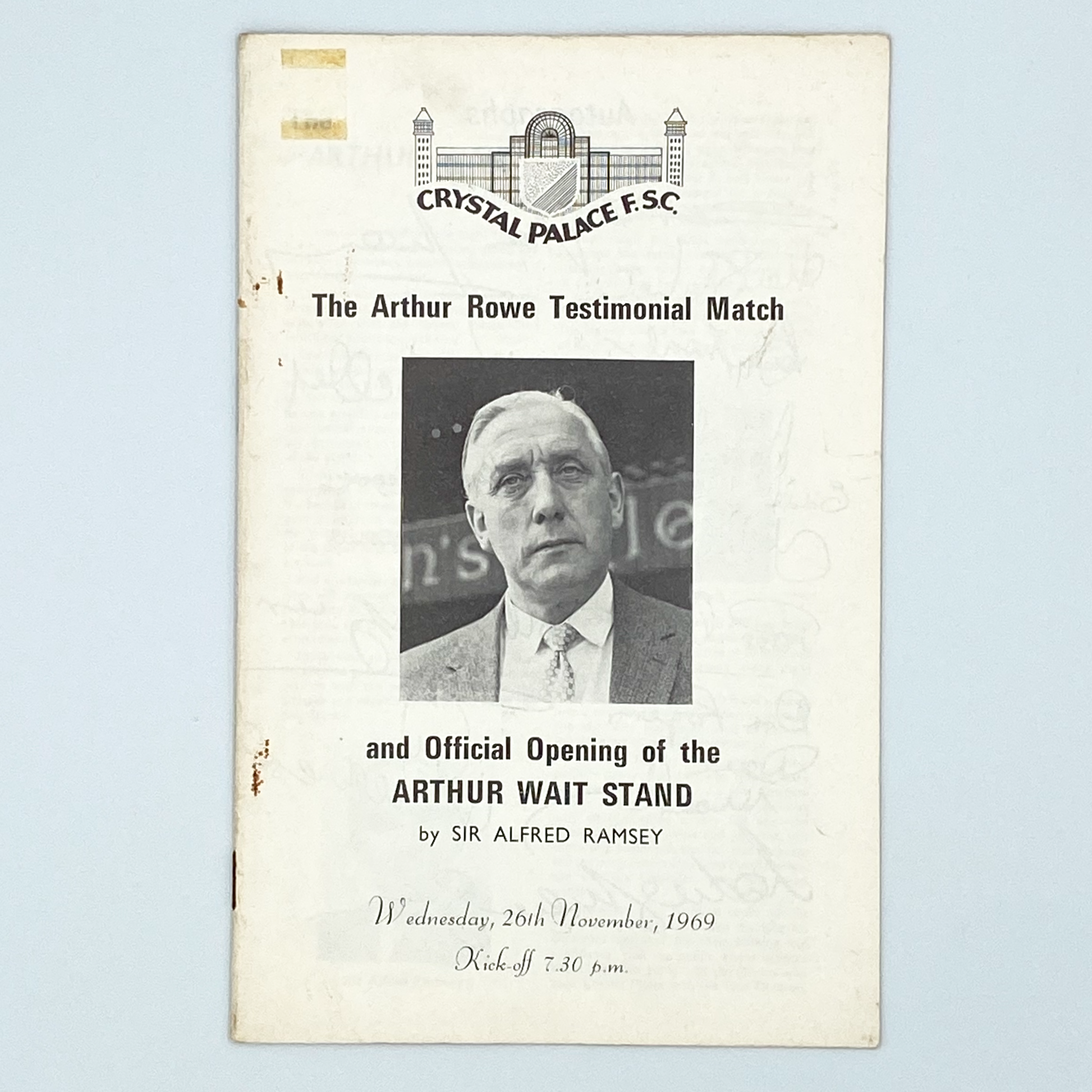 Arthur Rowe Testimonial Match Programme (26 November, 1969)