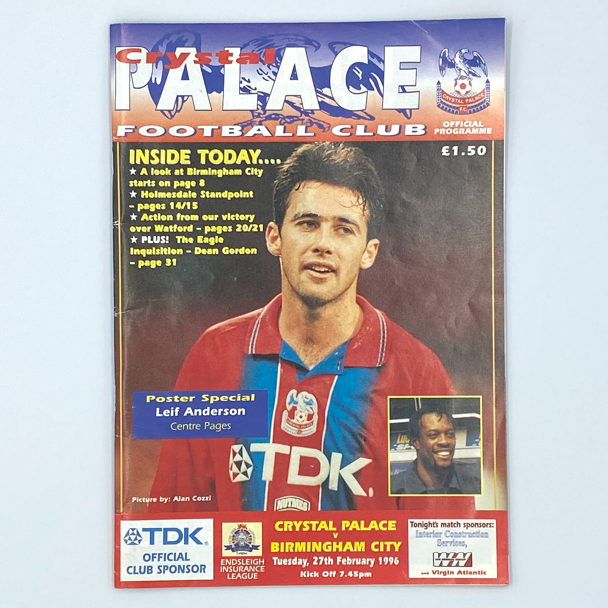Crystal Palace vs Birmingham City Programme & Ticket (27 February, 1996)