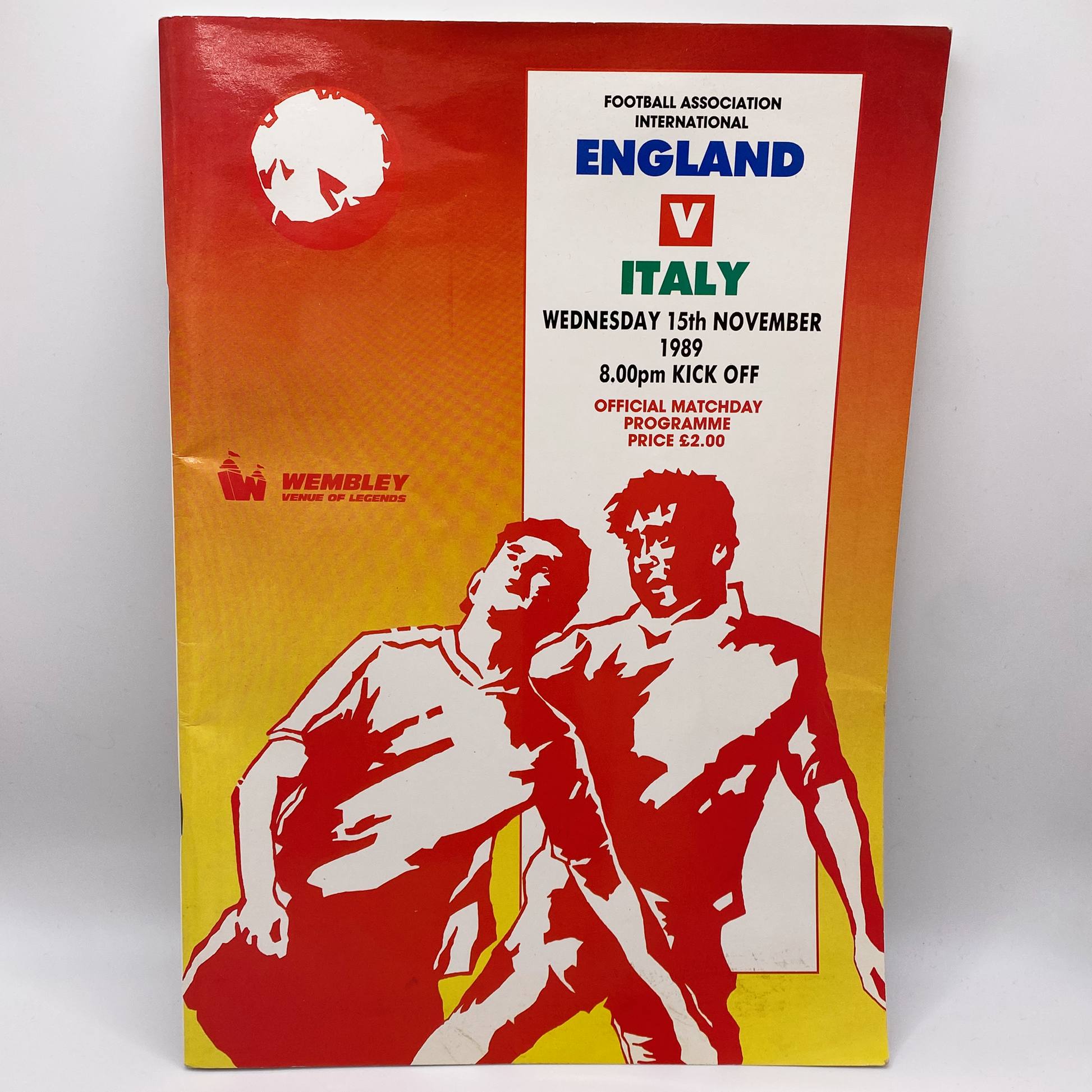 England vs Italy Programme (15 November, 1989)