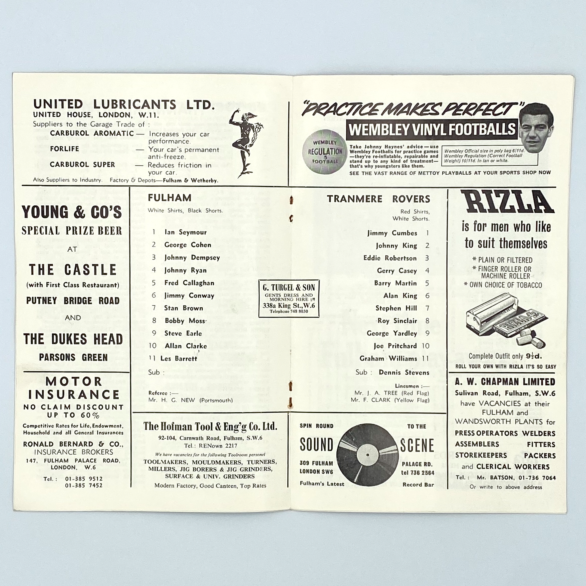 Fulham vs Tranmere Rovers Programme (13 September, 1967)