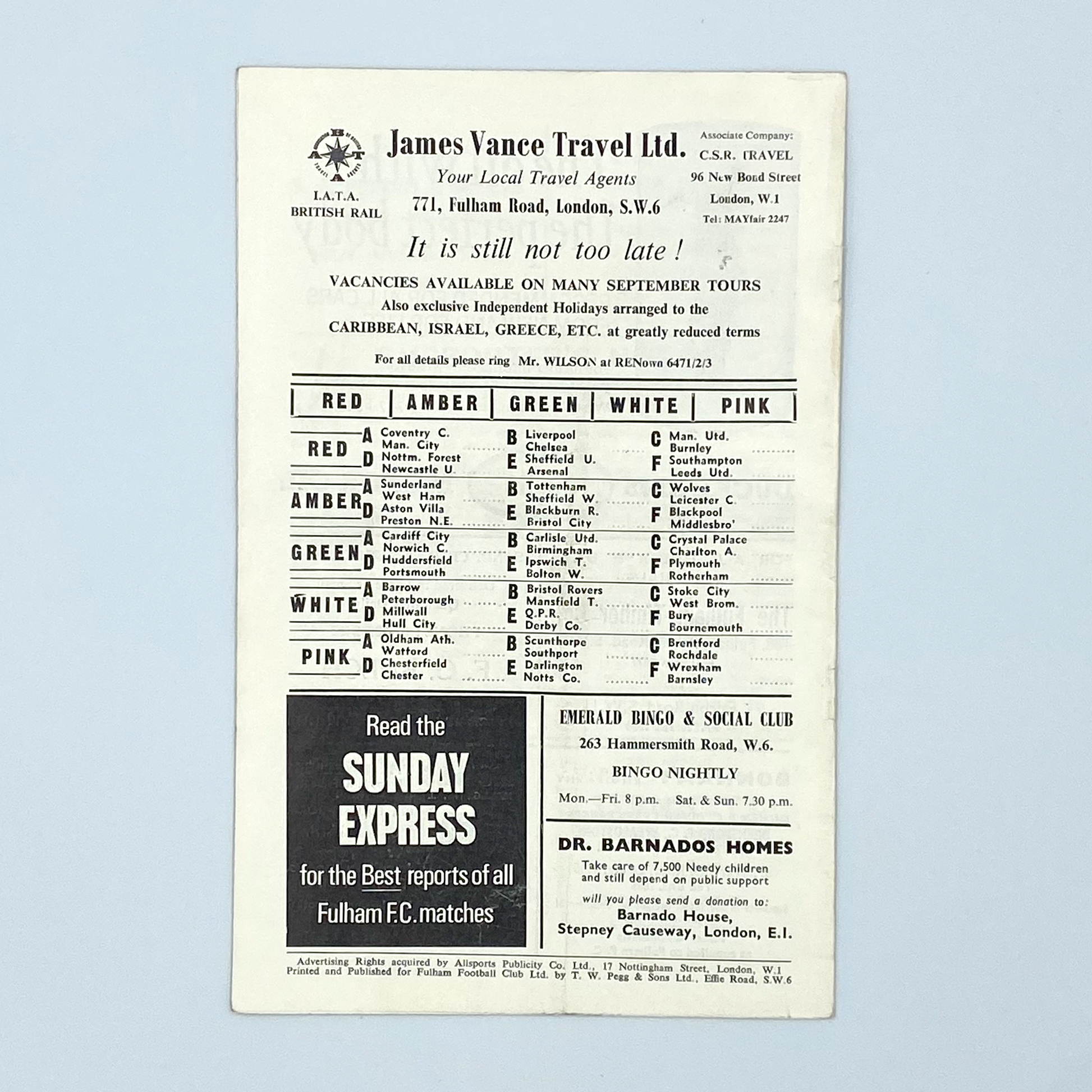 Fulham vs Everton Programme (9 September, 1967)
