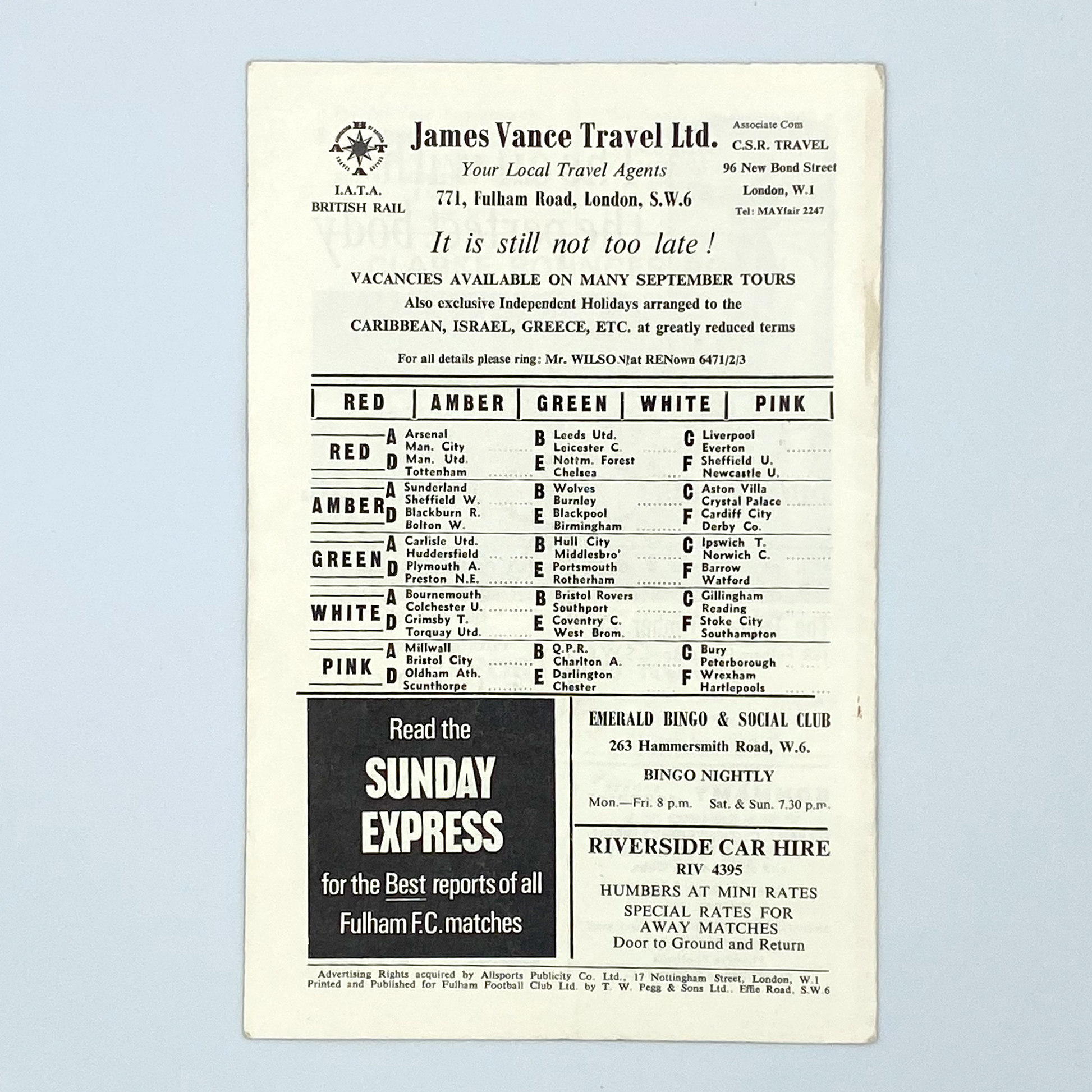 Fulham vs West Ham United Programme (23 September, 1967)
