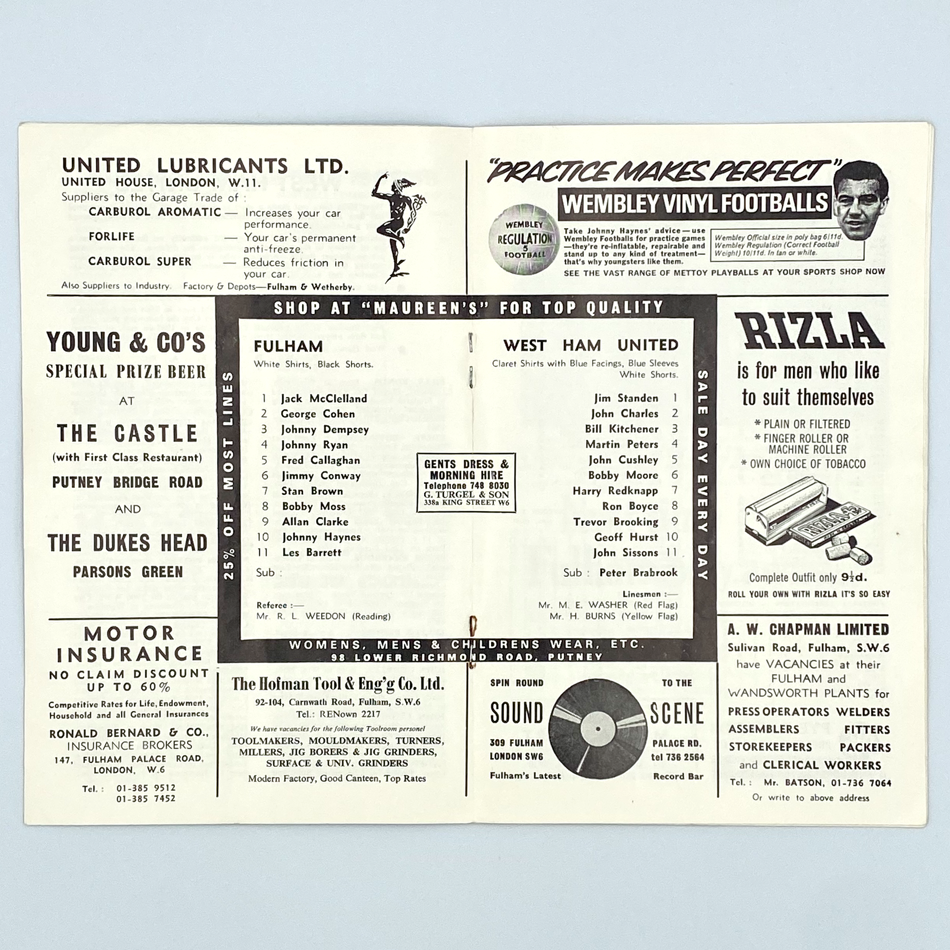 Fulham vs West Ham United Programme (23 September, 1967)