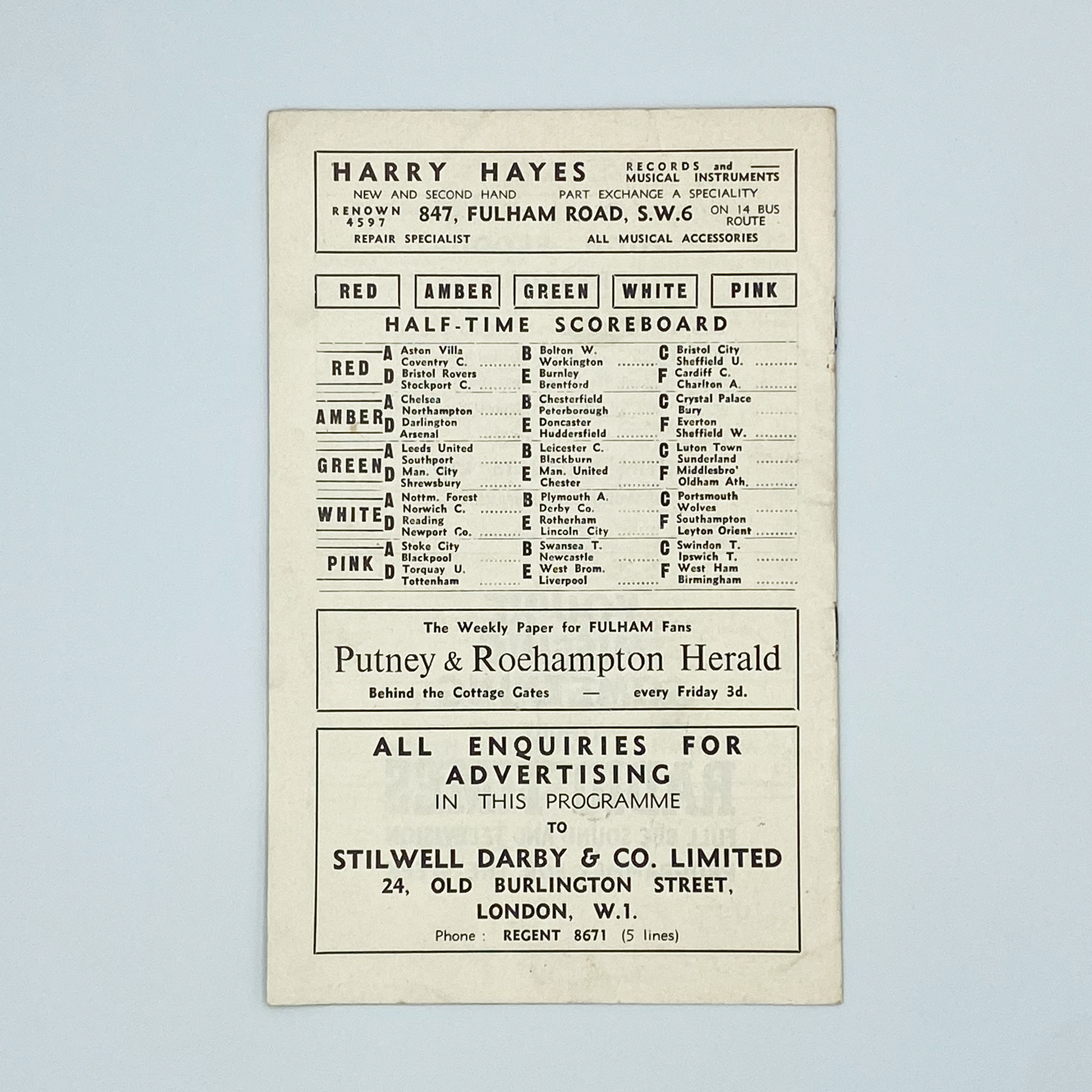 Fulham vs Millwall Programme (9 January, 1965)