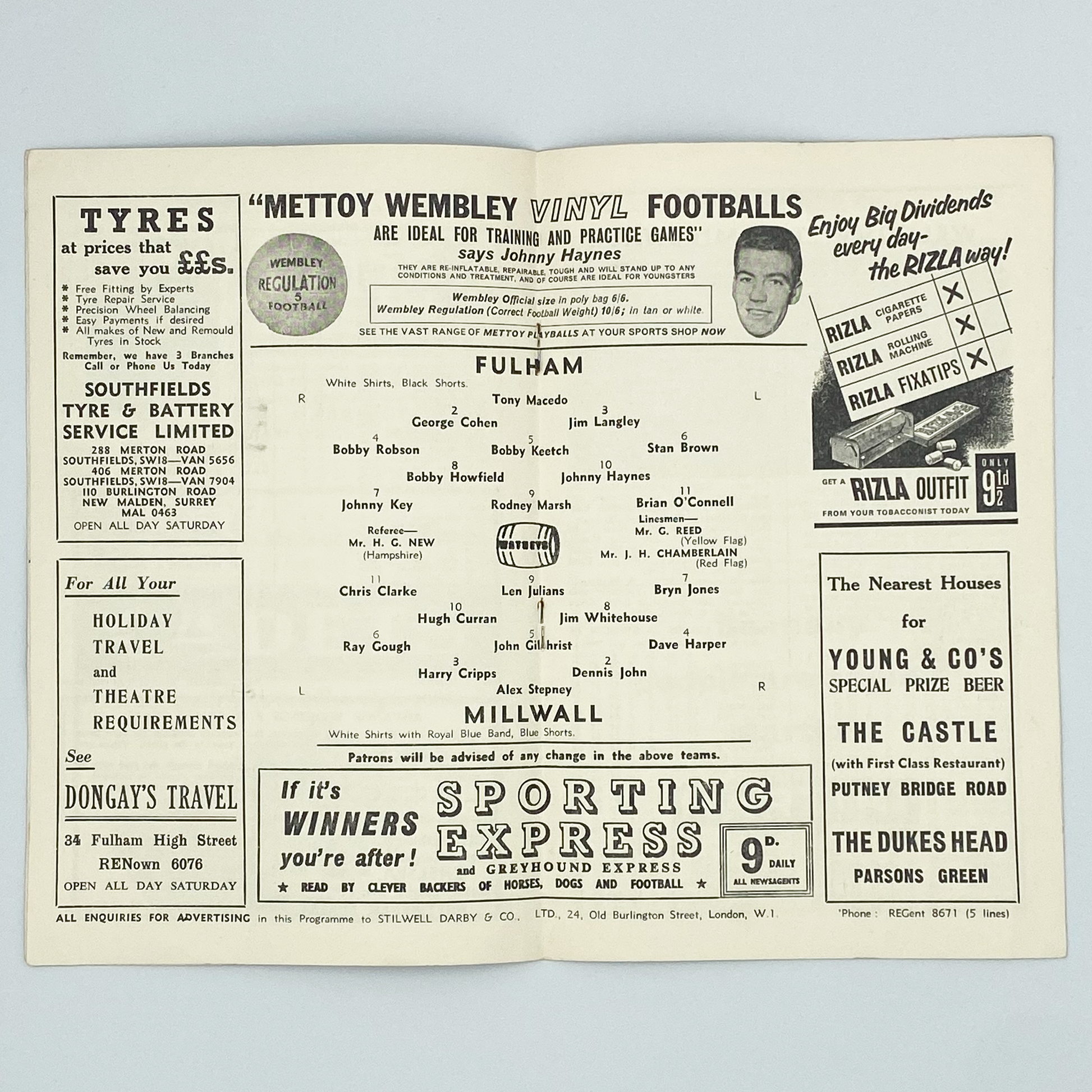 Fulham vs Millwall Programme (9 January, 1965)