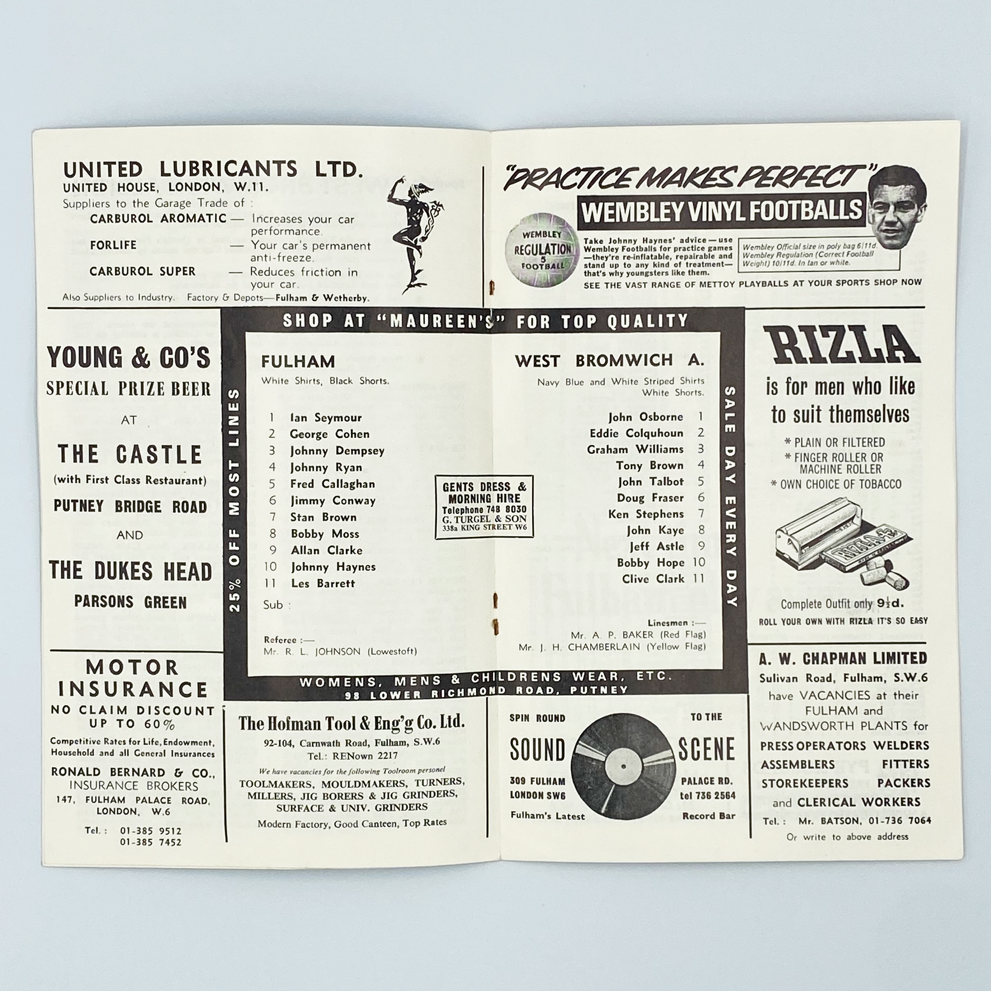 Fulham vs West Bromwich Albion Programme (7 October, 1967)