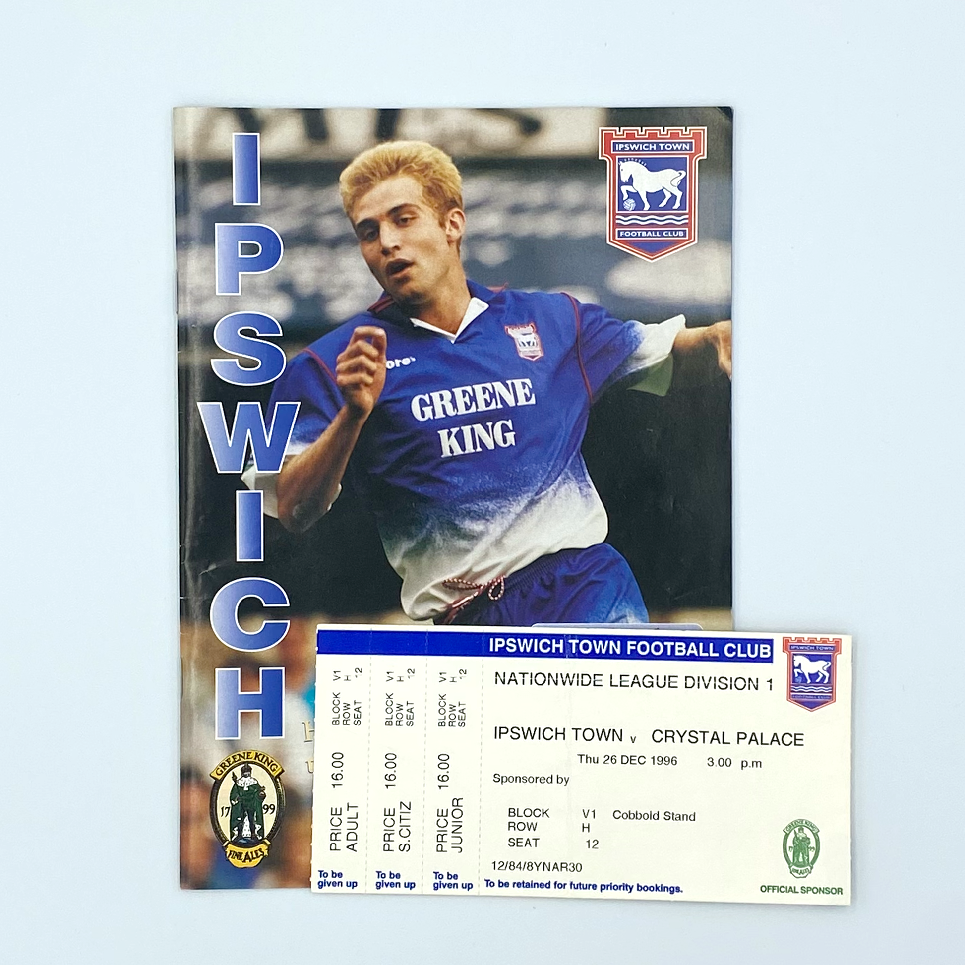 Ipswich Town vs Crystal Palace Programme & Ticket (26 December, 1996)