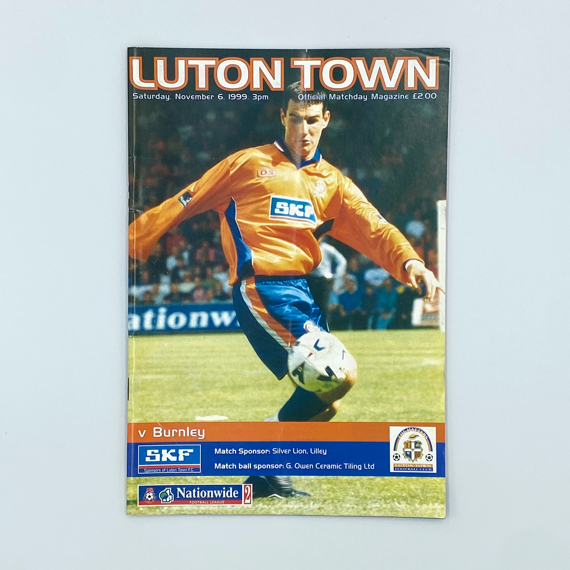 Luton Town vs Burnley Programme & Ticket (6 November, 1999)