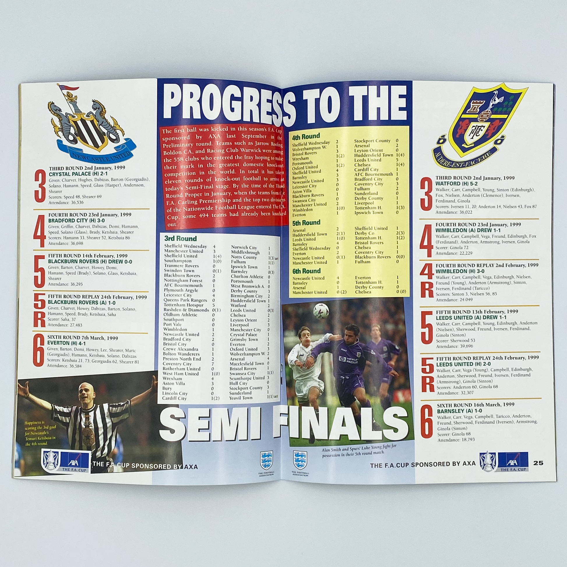 Newcastle United vs Tottenham Hotspur FA Cup Semi-Final Programme (11 April, 1999)