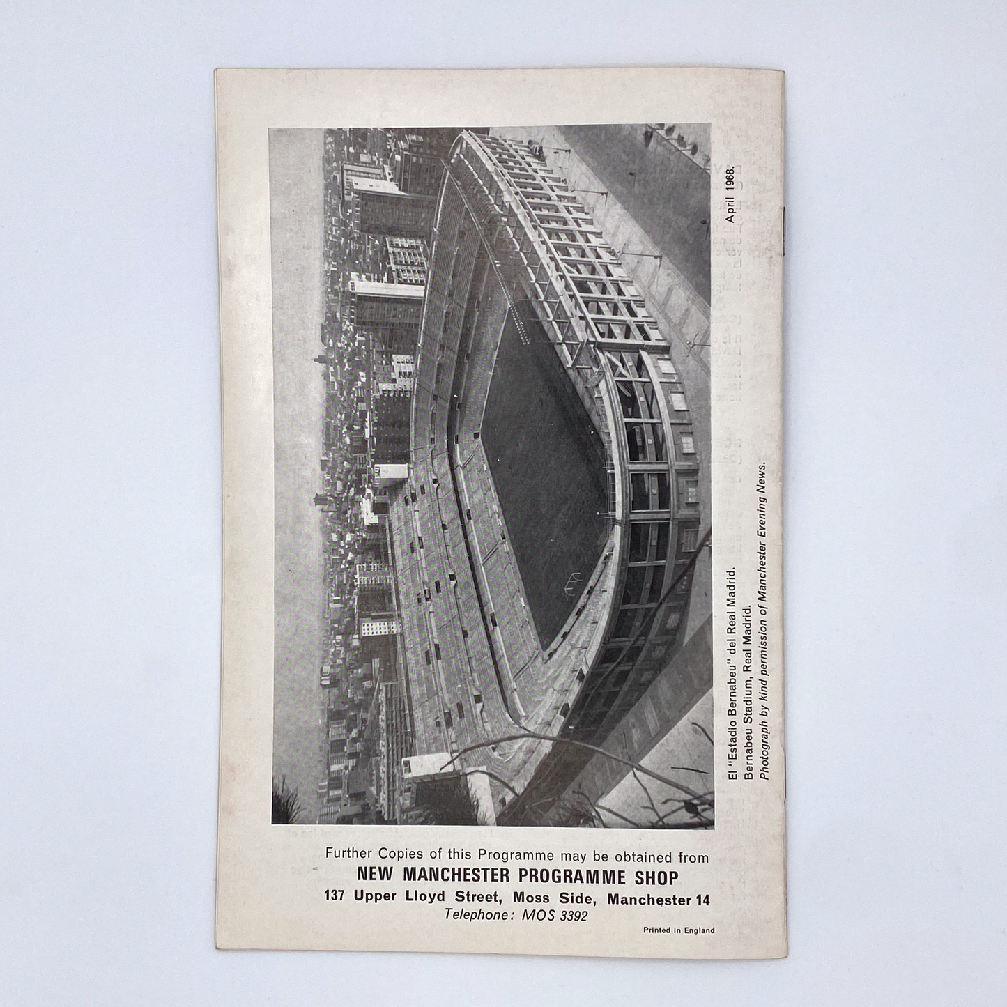 Real Madrid vs Manchester United Programme (15 May, 1968)