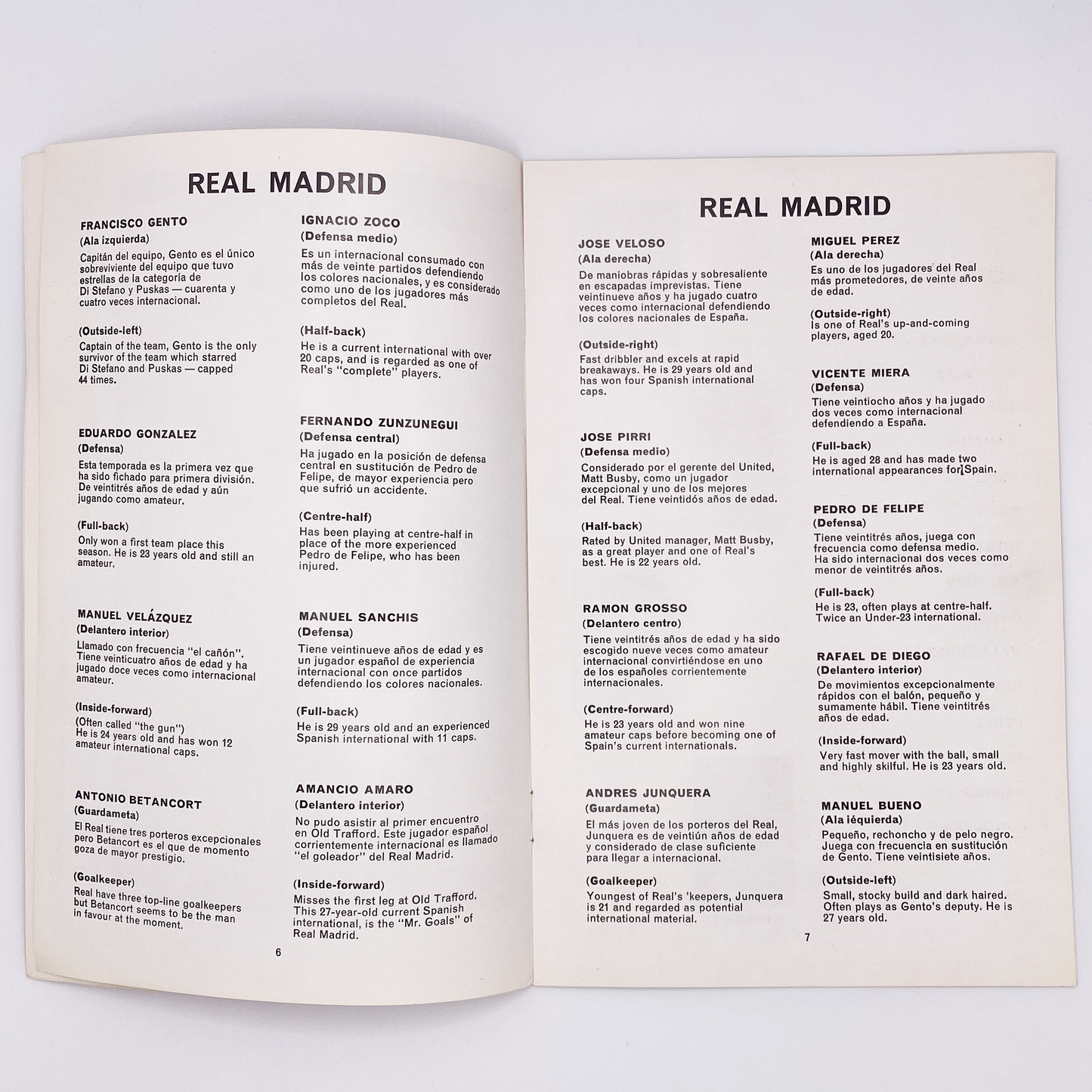 Real Madrid vs Manchester United Programme (15 May, 1968)