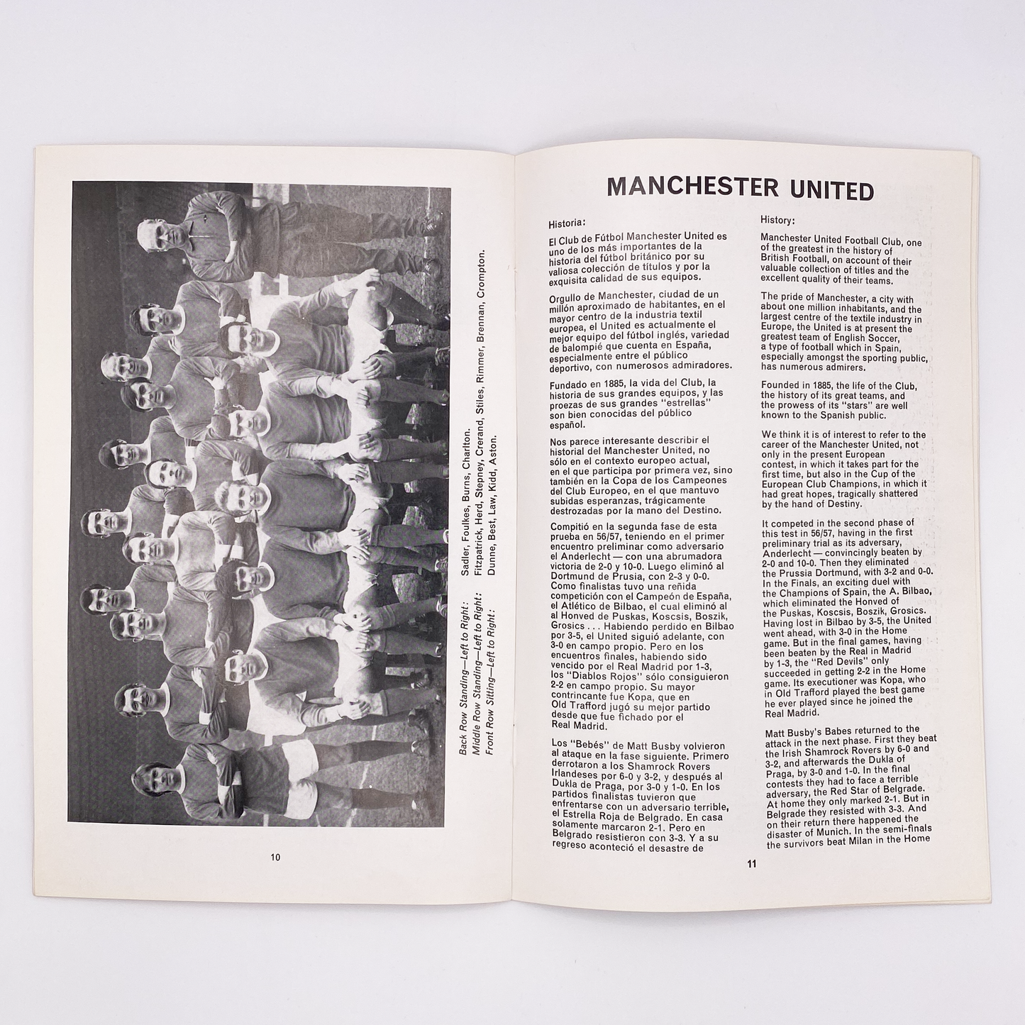 Real Madrid vs Manchester United Programme (15 May, 1968)