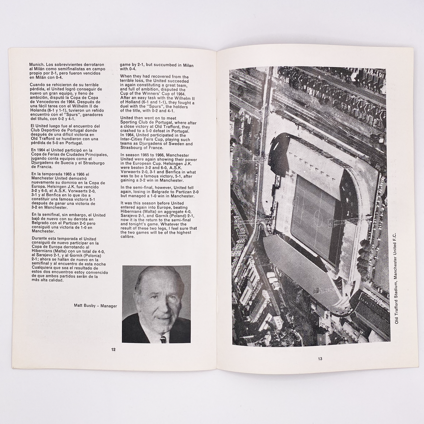 Real Madrid vs Manchester United Programme (15 May, 1968)