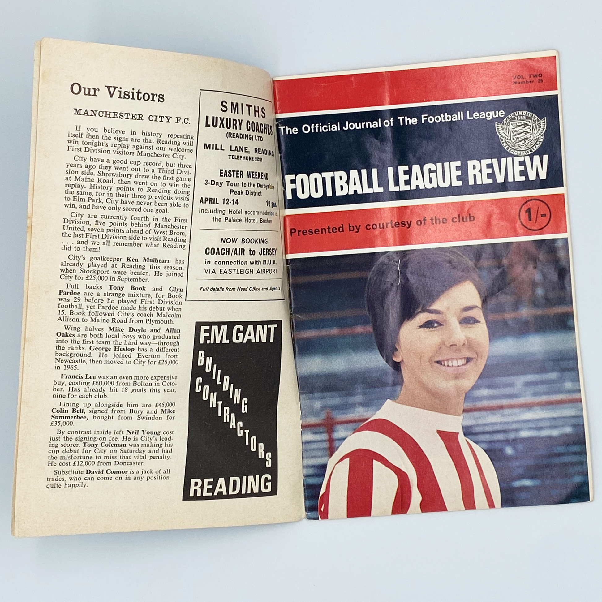Reading vs Manchester City Programme (31 January, 1968)