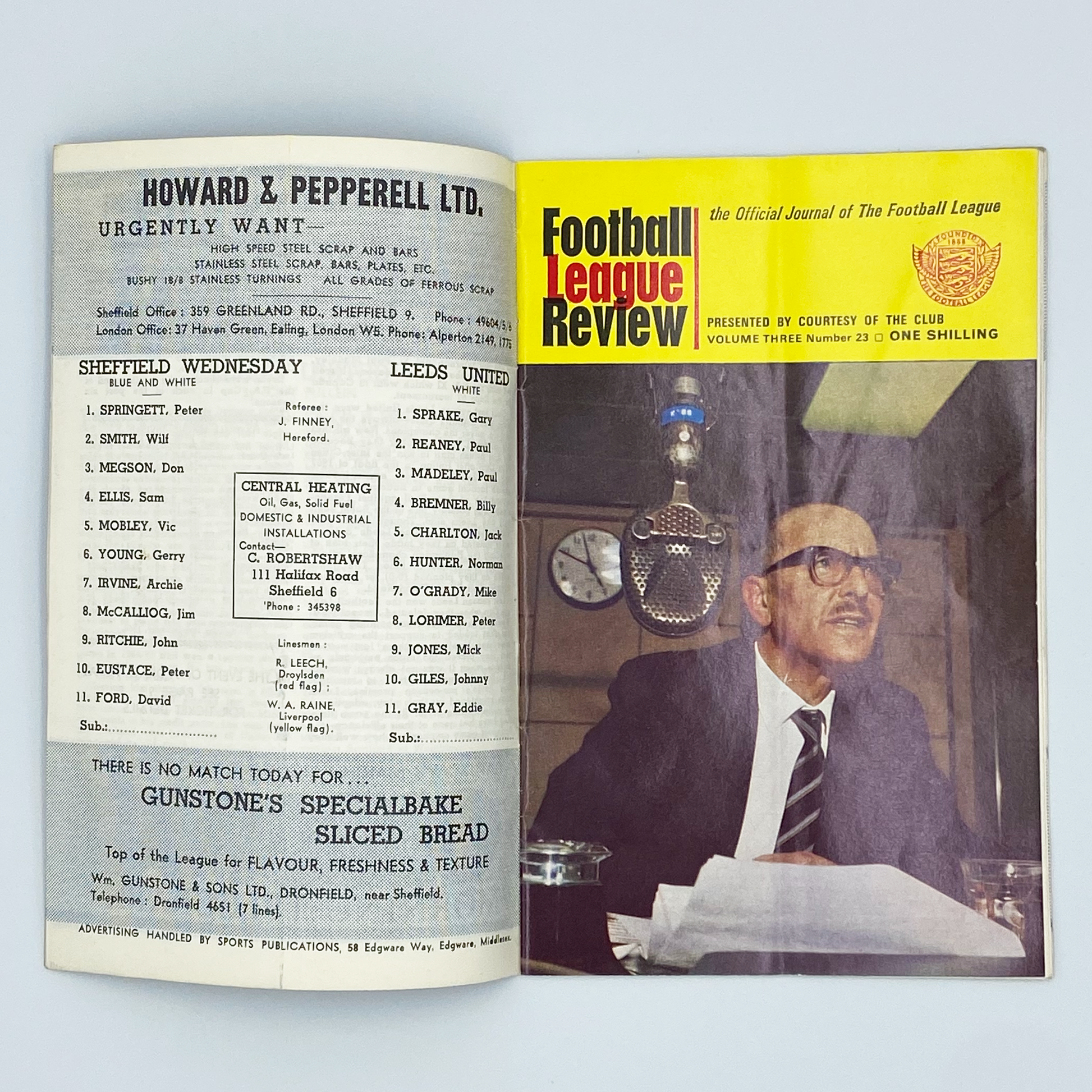 Sheffield Wednesday vs Leeds United Programme (4 January, 1969)