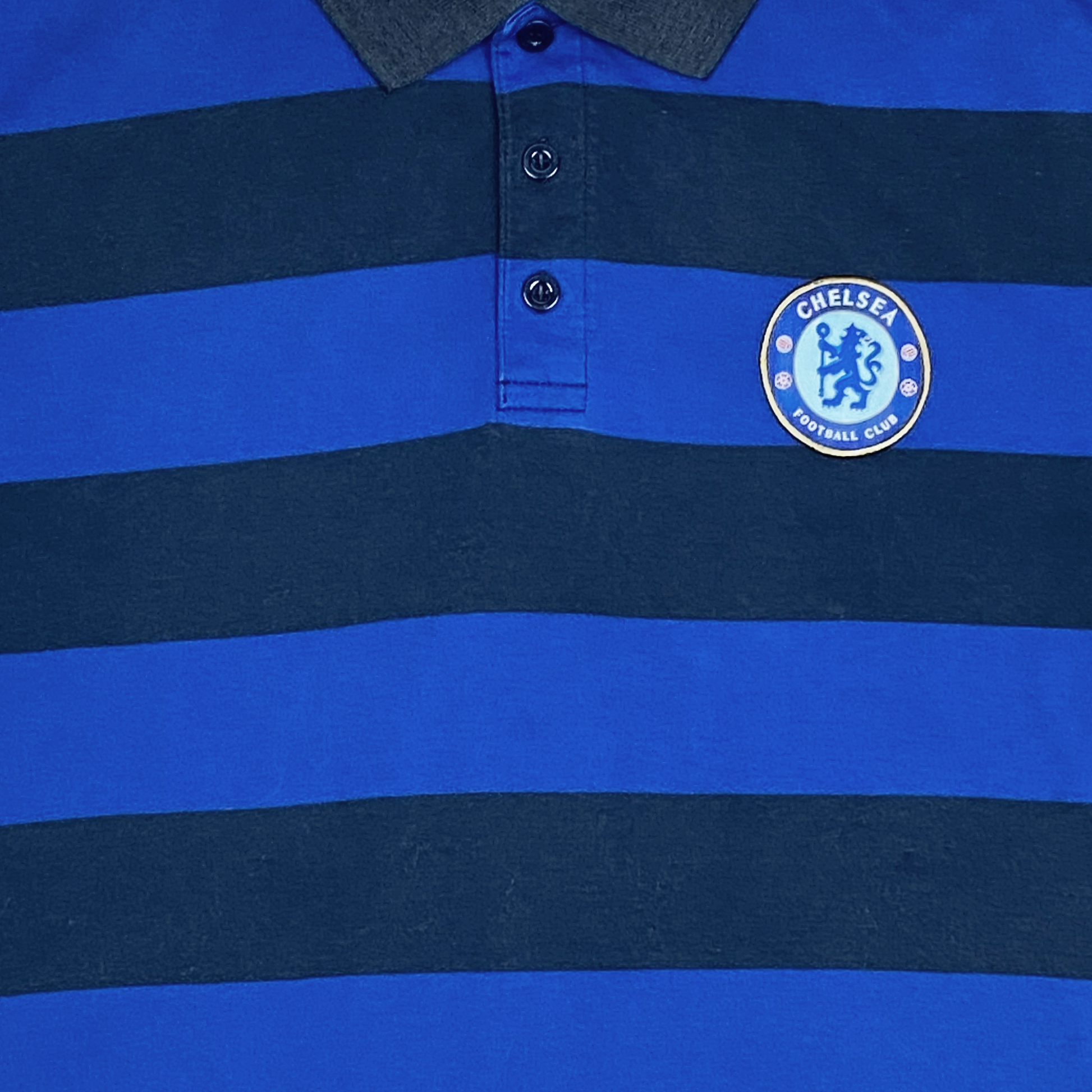 Chelsea Black and Blue Striped Polo Shirt | Large