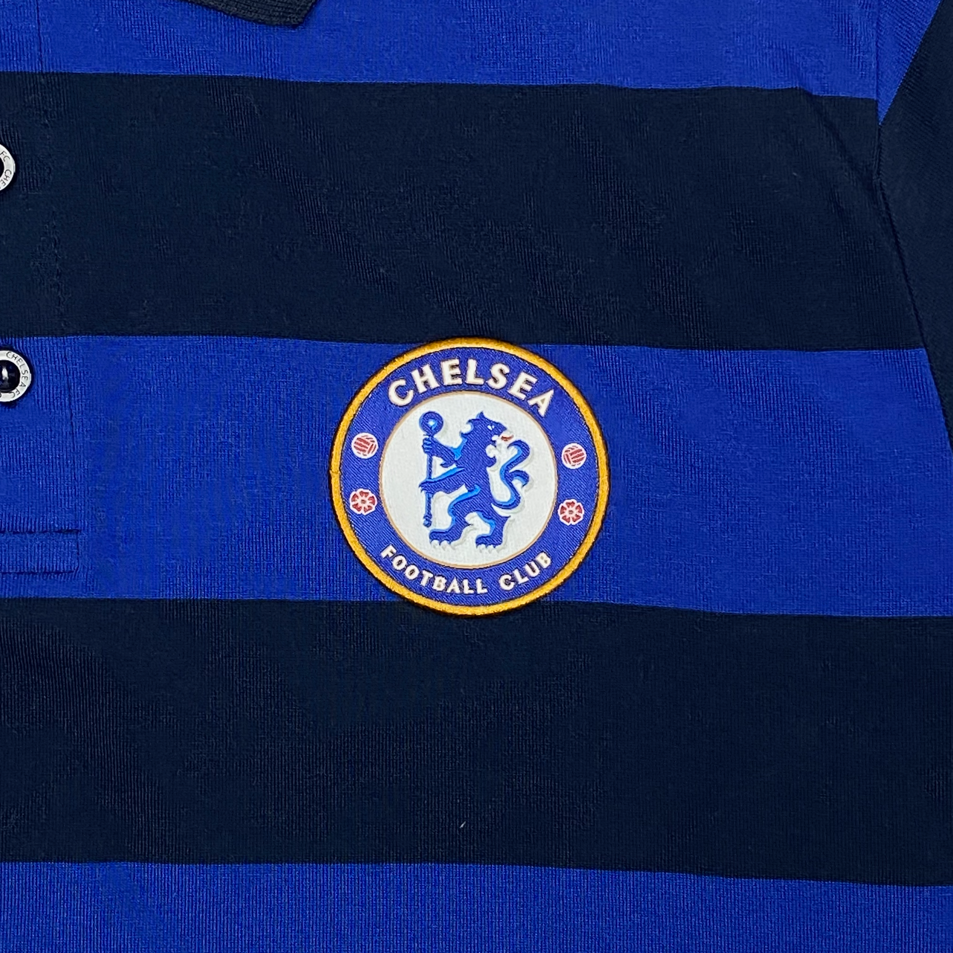 Chelsea Black and Blue Striped Polo Shirt | Medium
