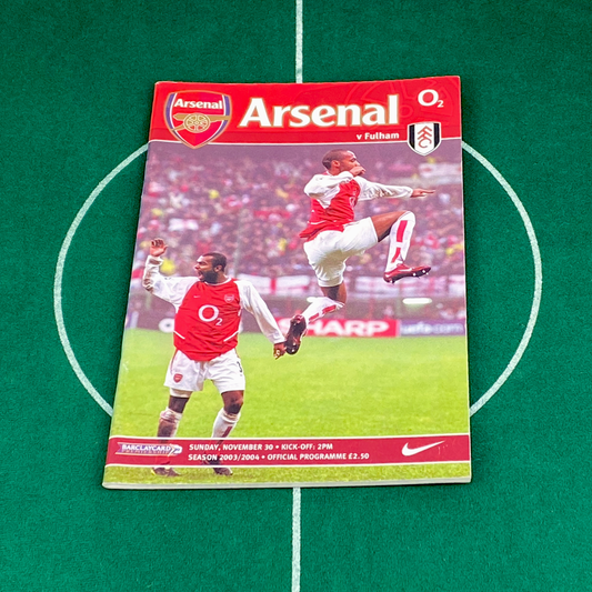 Arsenal vs Fulham Programme (30 November, 2003)