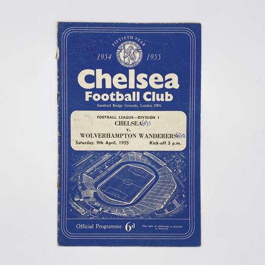 Chelsea vs Wolverhampton Wanderers Programme (Saturday, 9 April, 1955)