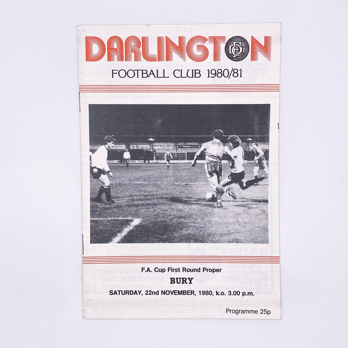 Darlington vs Bury Programme (22 November, 1980)