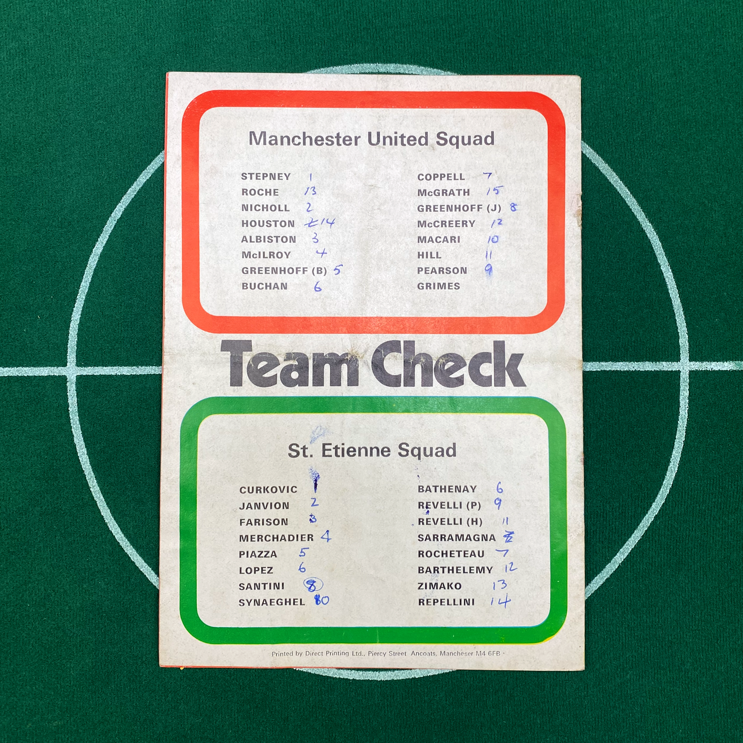 Manchester United vs St-Etienne Programme (5 October, 1977)