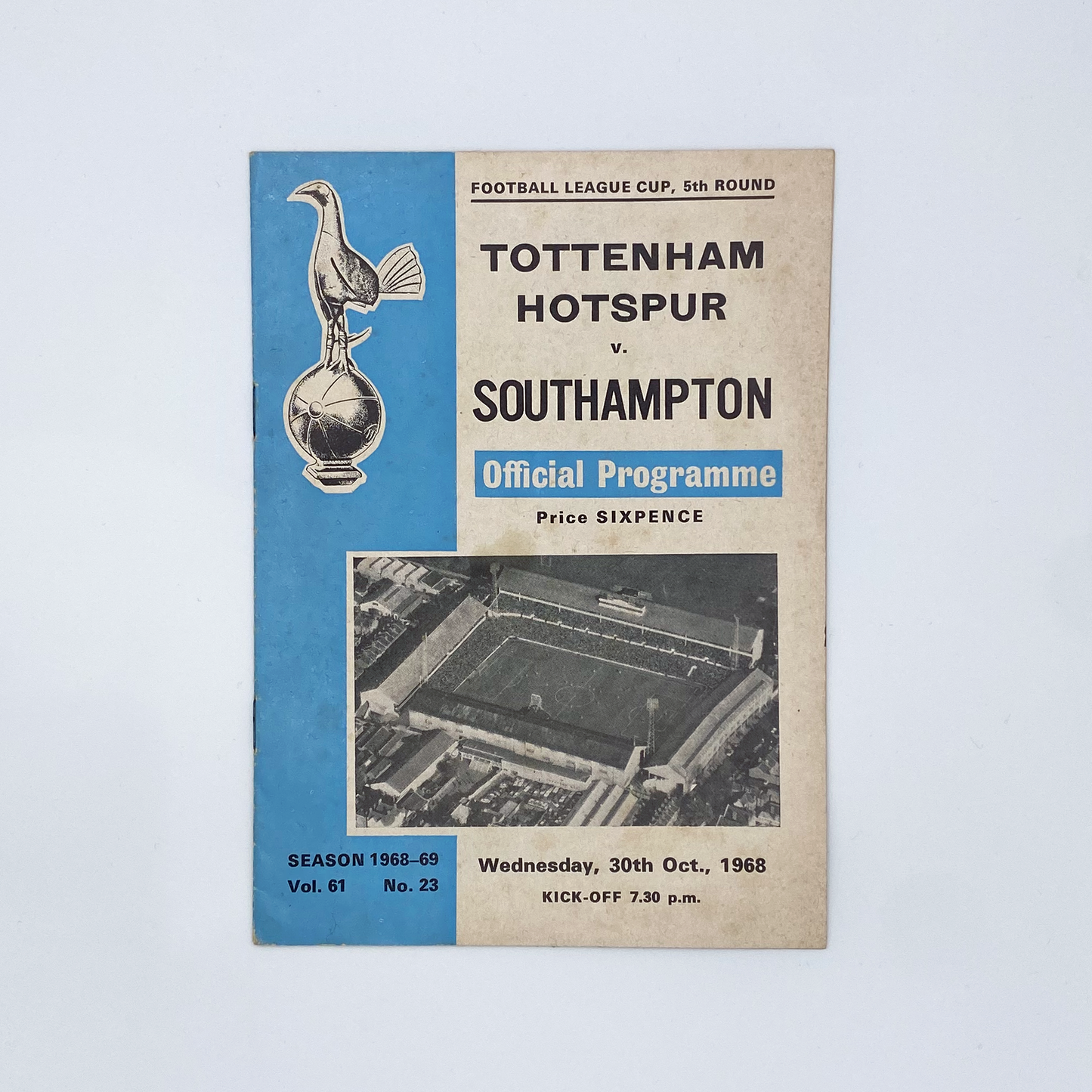 Tottenham Hotspur vs Southampton Programme (30 October, 1968)