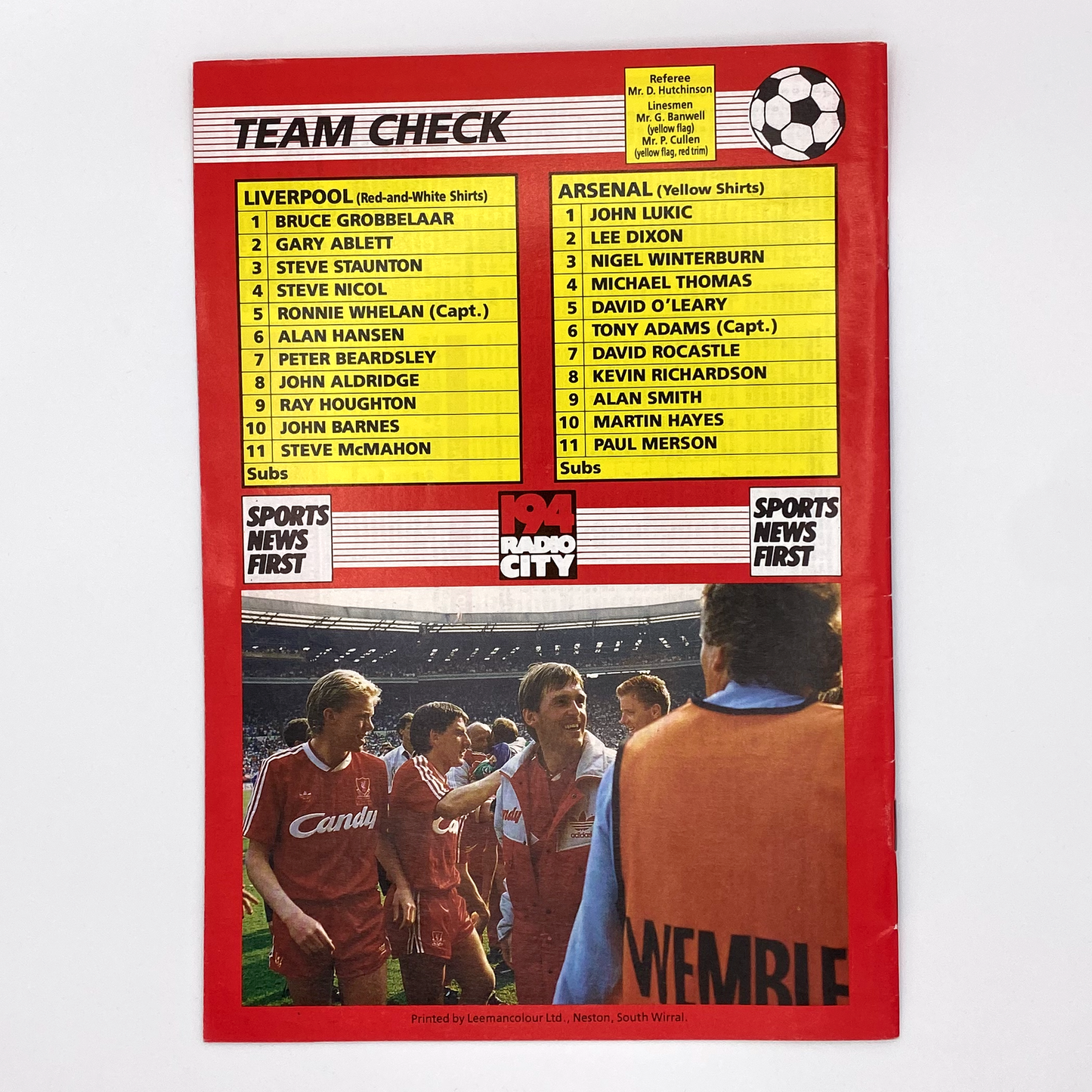 Liverpool vs Arsenal Programme (26 May, 1989)