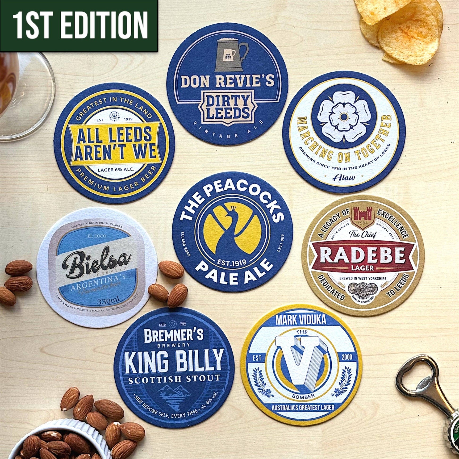 Leeds United Beer Mats (8-Pack)