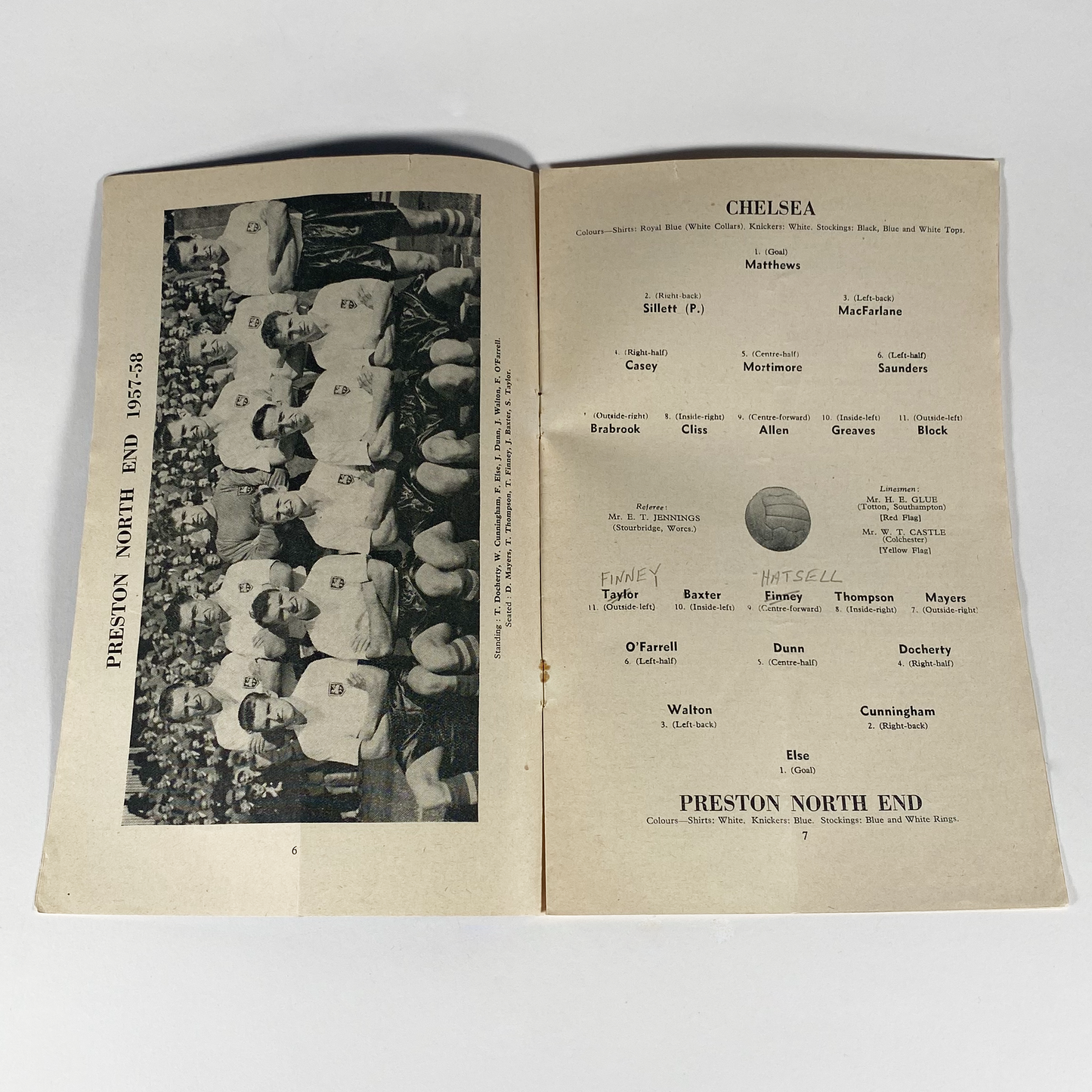 Chelsea vs Preston North End Programme (8 February, 1958)