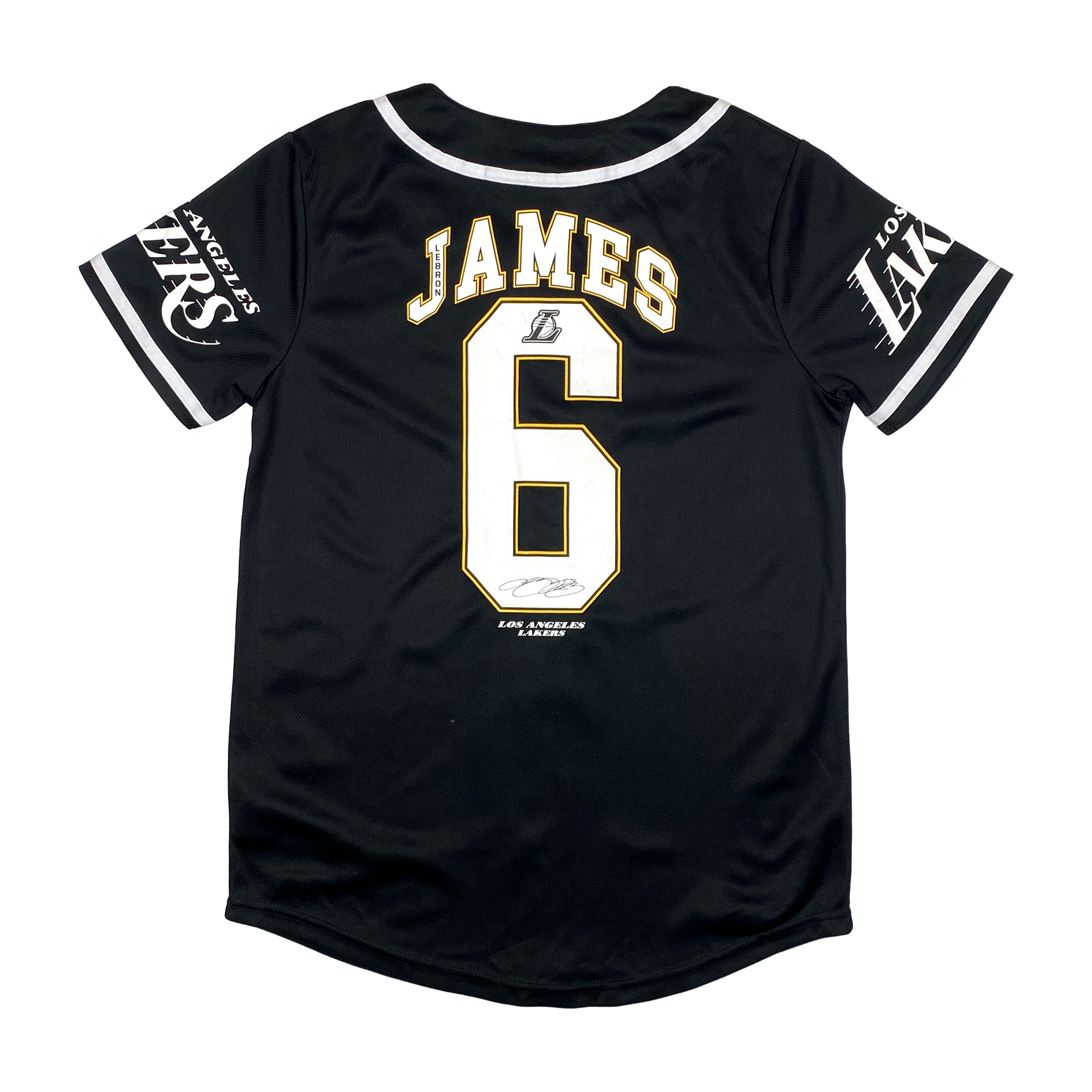 Los Angeles Lakers Black Button-Up Baseball Jersey | 11-12 Years