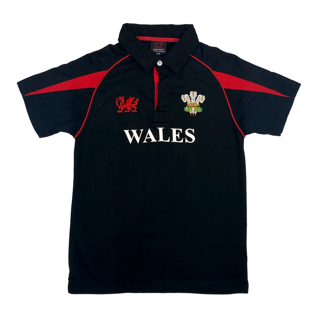 Wales Rugby Union Polo Shirt Black | 13-14 Years