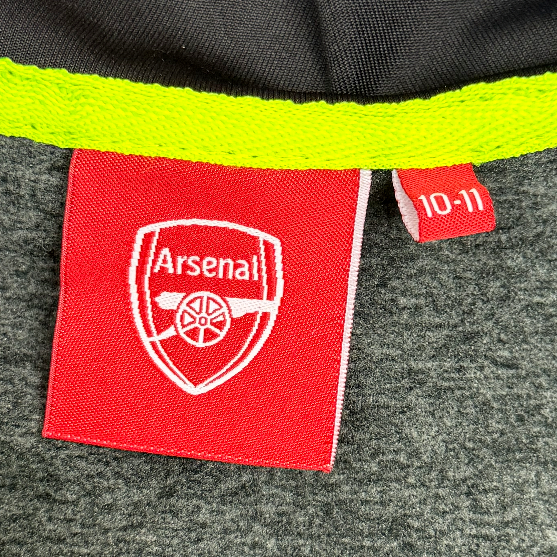 Arsenal Grey and Black Quarter-Zip Drill Top | 10-11 Years