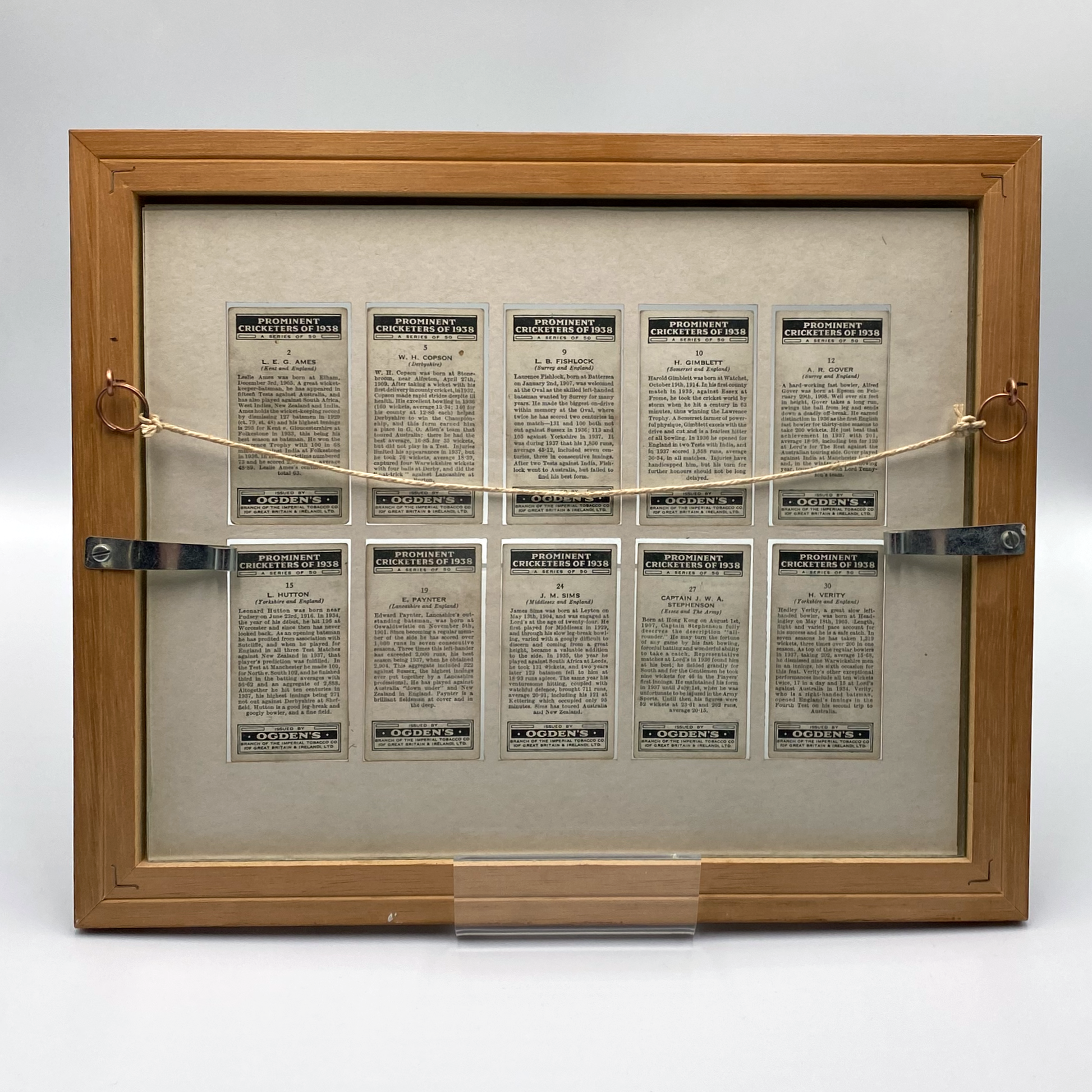 Ogden's Prominent Cricketers of 1938 Framed Cards