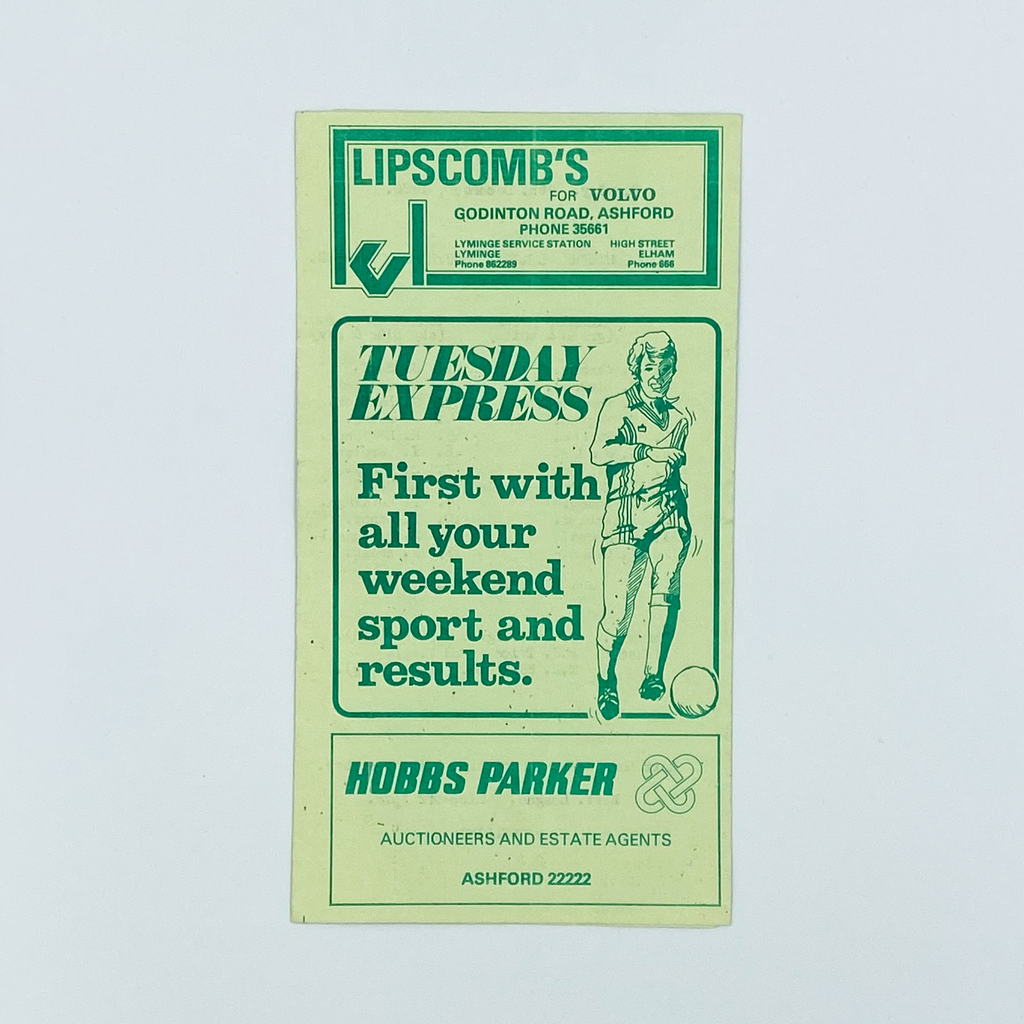 Ashford Town vs Tonbridge AFC Programme (9 December, 1980)